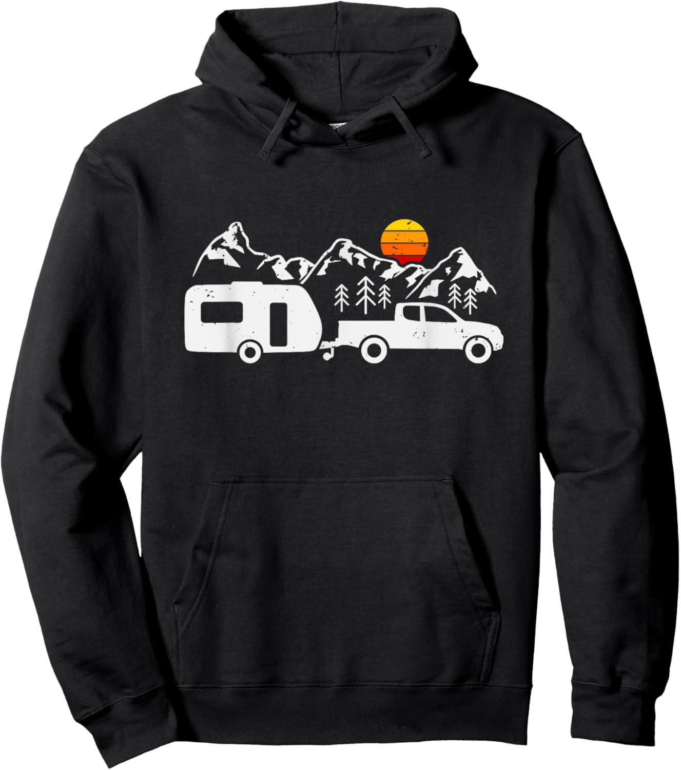 Caravan Camping Trailer Mountains Camper Hoodie - Hoodie | Black