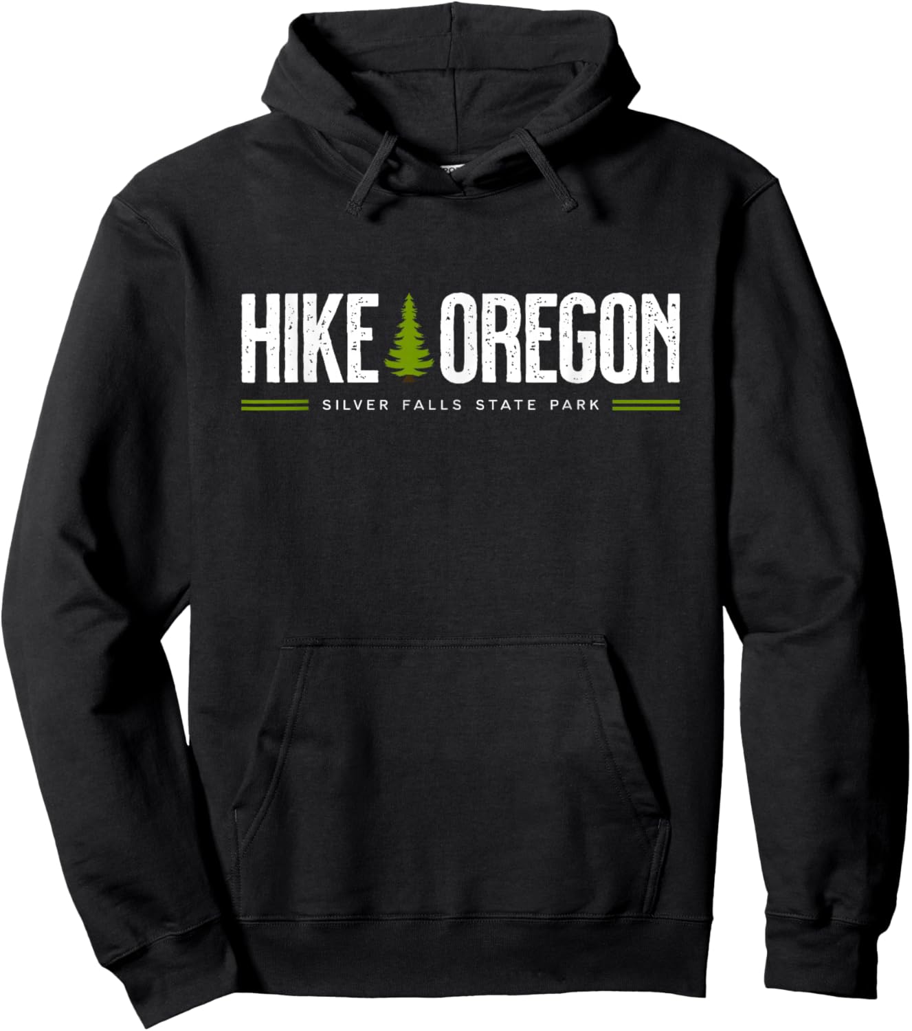 Oregon Silver Falls State Park Hike Tree Retro Graphic Hoodie - Hoodie | Black