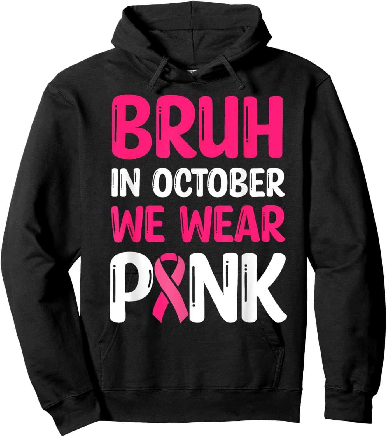 Bruh Kids Boys For In October Wear Pink Breast Cancer Hoodie - Hoodie | Black
