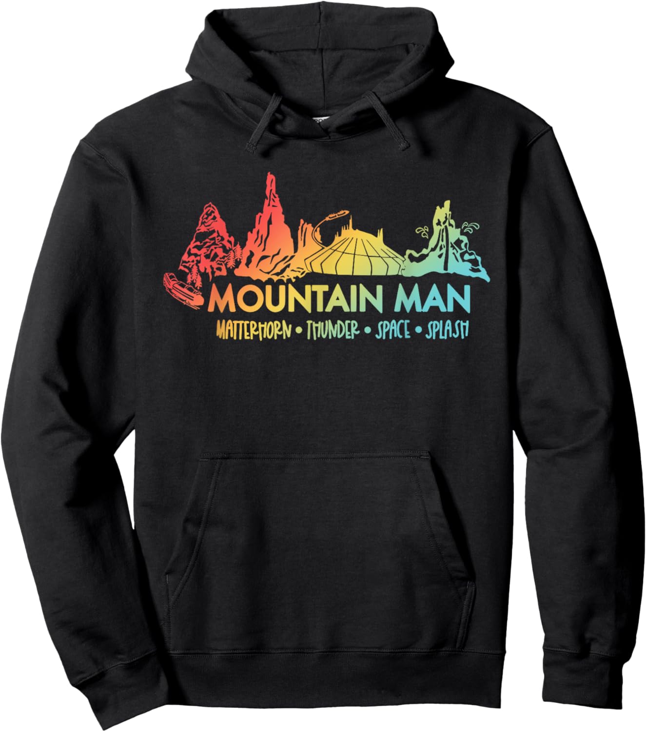 Mountain Man Matterhorn Thunder Space Splash Retro Hoodie - Hoodie | Black