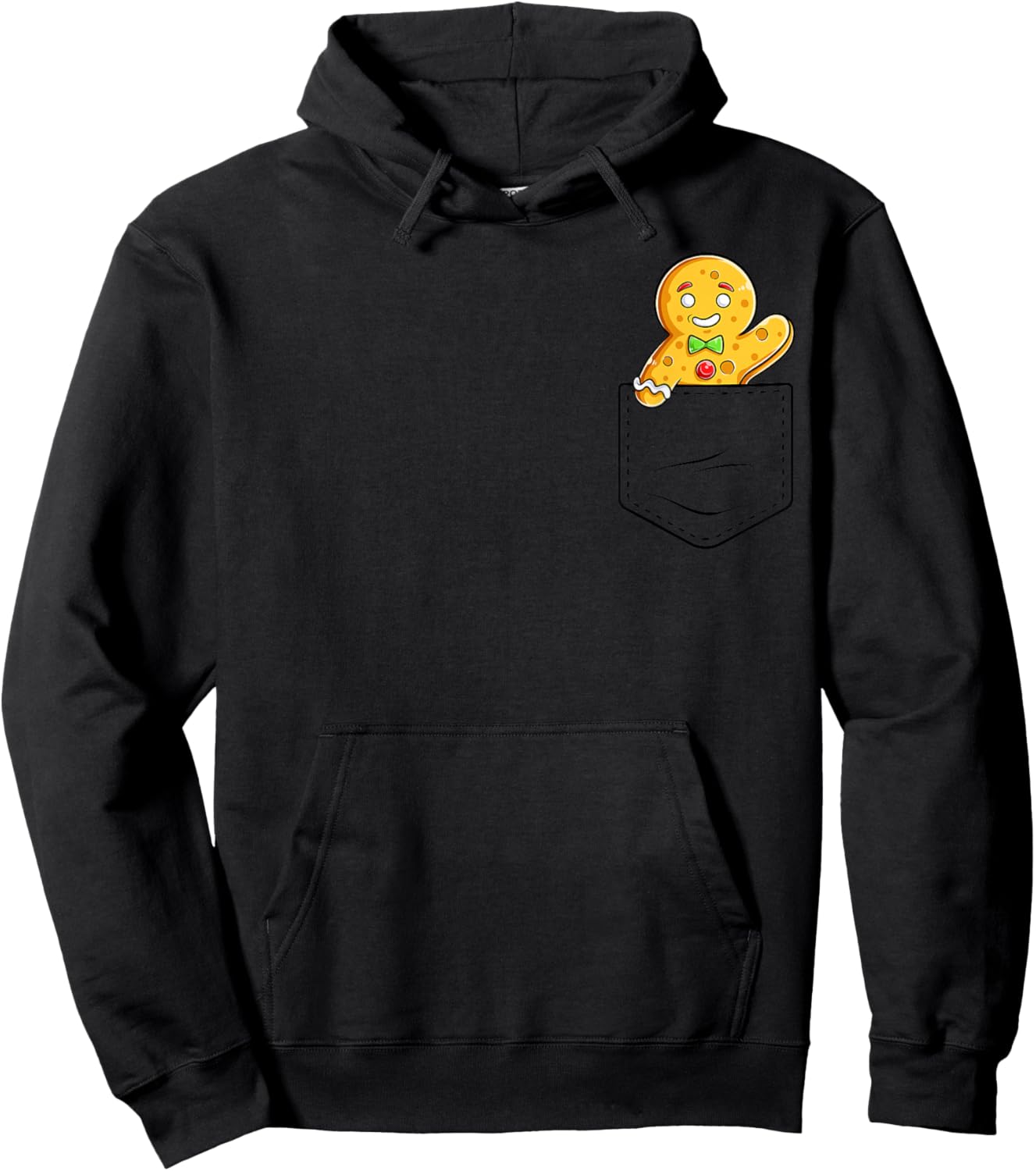Gingerbread Man In Pocket Funny Christmas Cookie Boys Girls Hoodie - Hoodie | Black