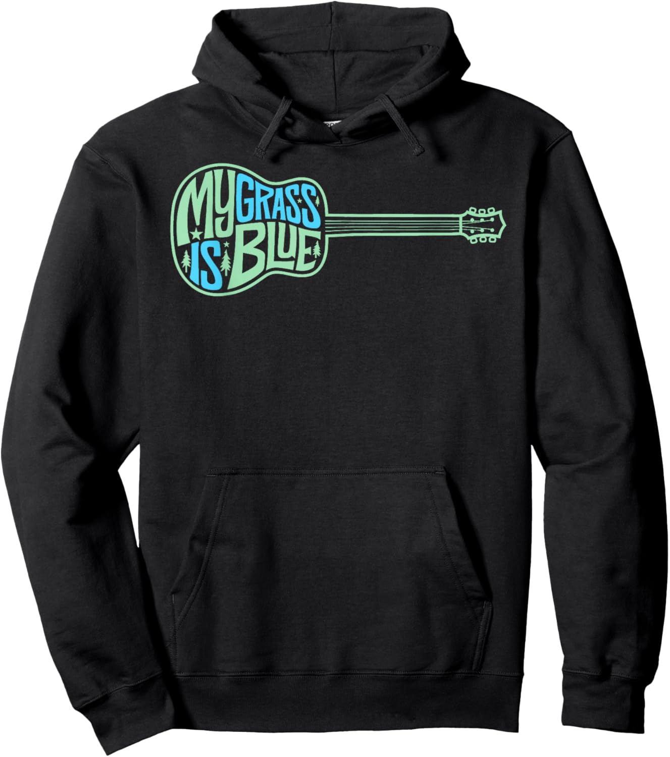 My Grass Is Blue Acoustic Guitar Bluegrass Music Hoodie - Hoodie | Black