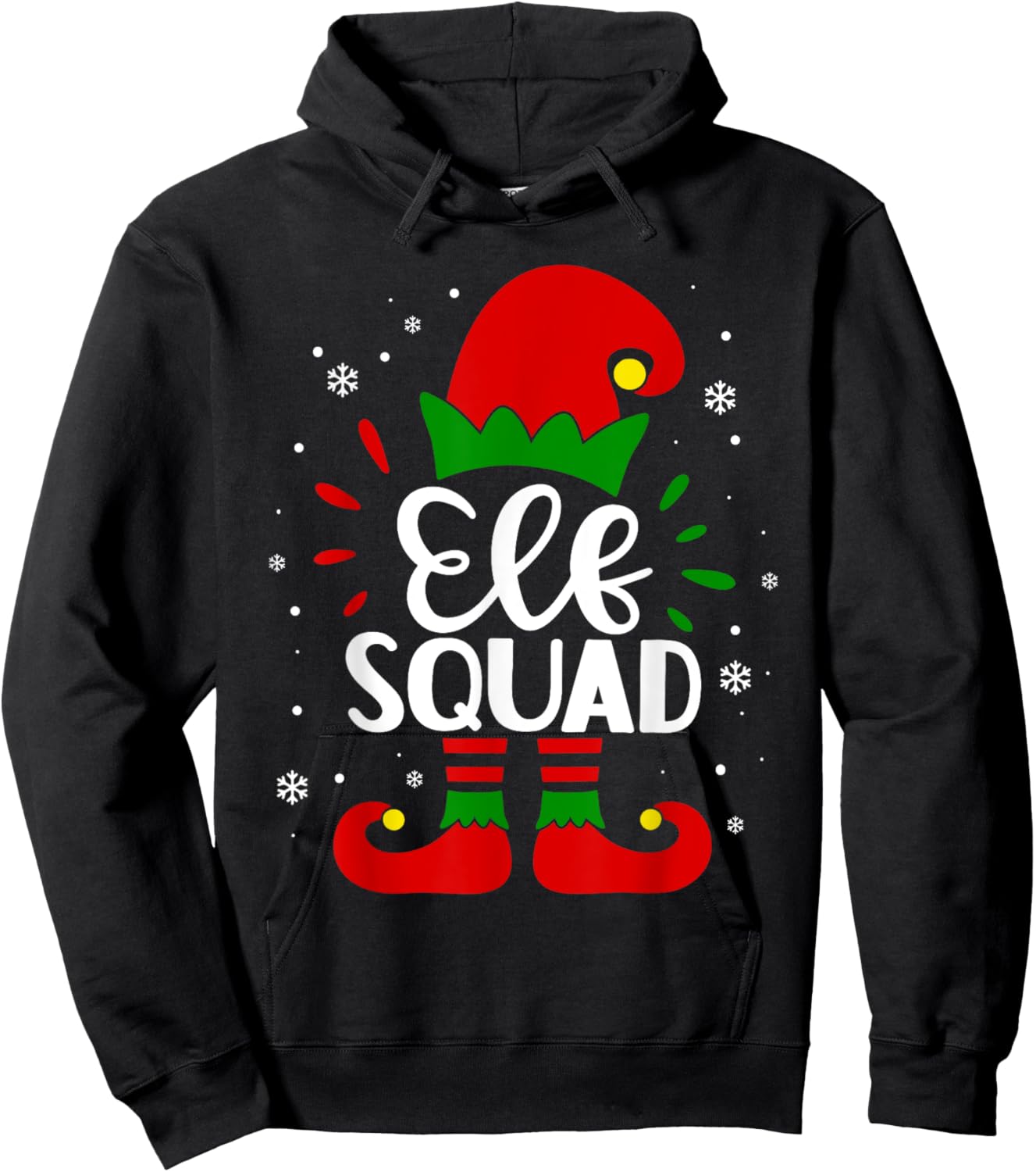 Elf Squad Funny Elf Family Christmas Matching Pajamas Xmas Hoodie - Hoodie | Black