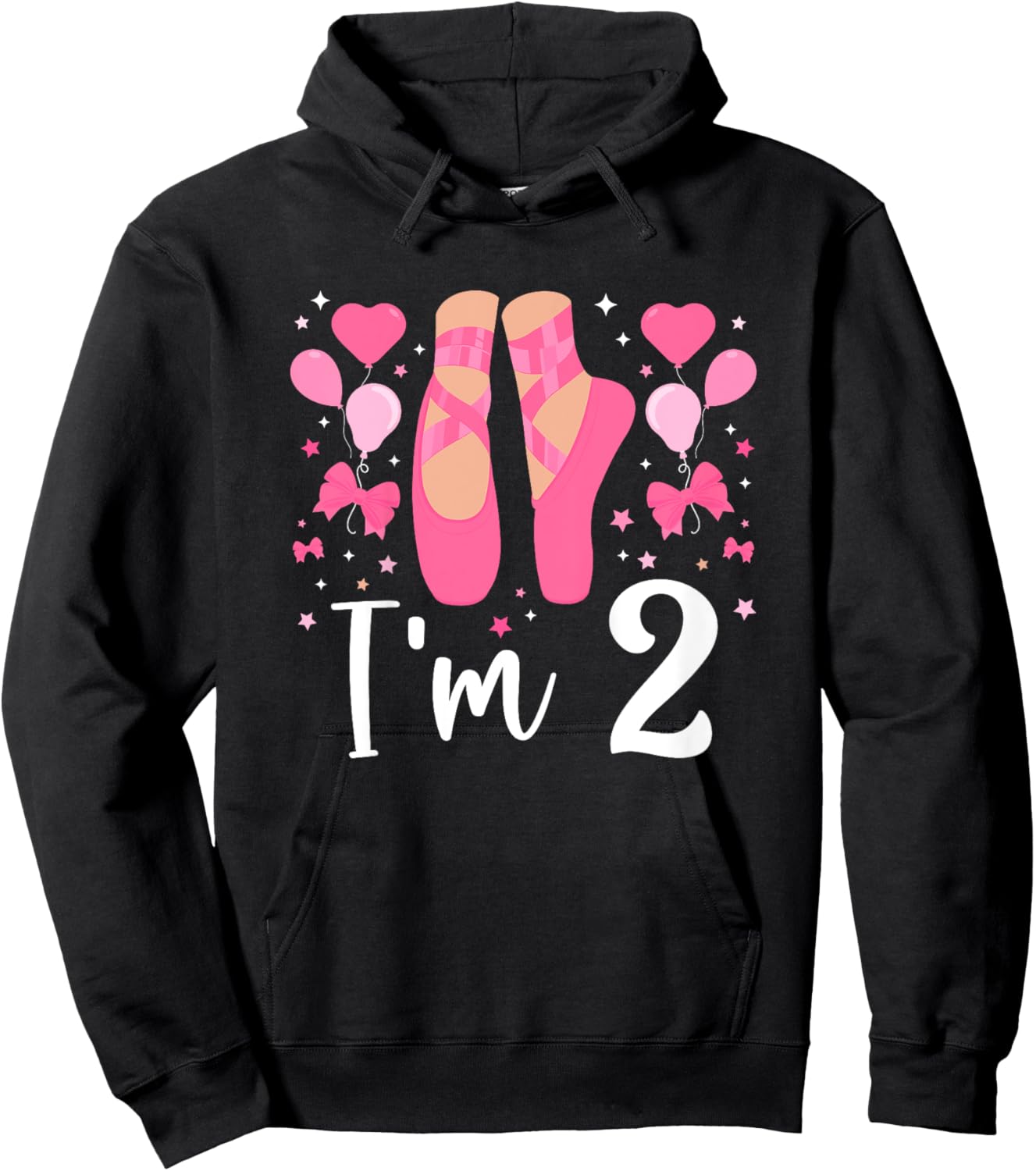 Kids 2nd Birthday Party Ballet Girl Two Year Old Ballerina Hoodie - Hoodie | Black