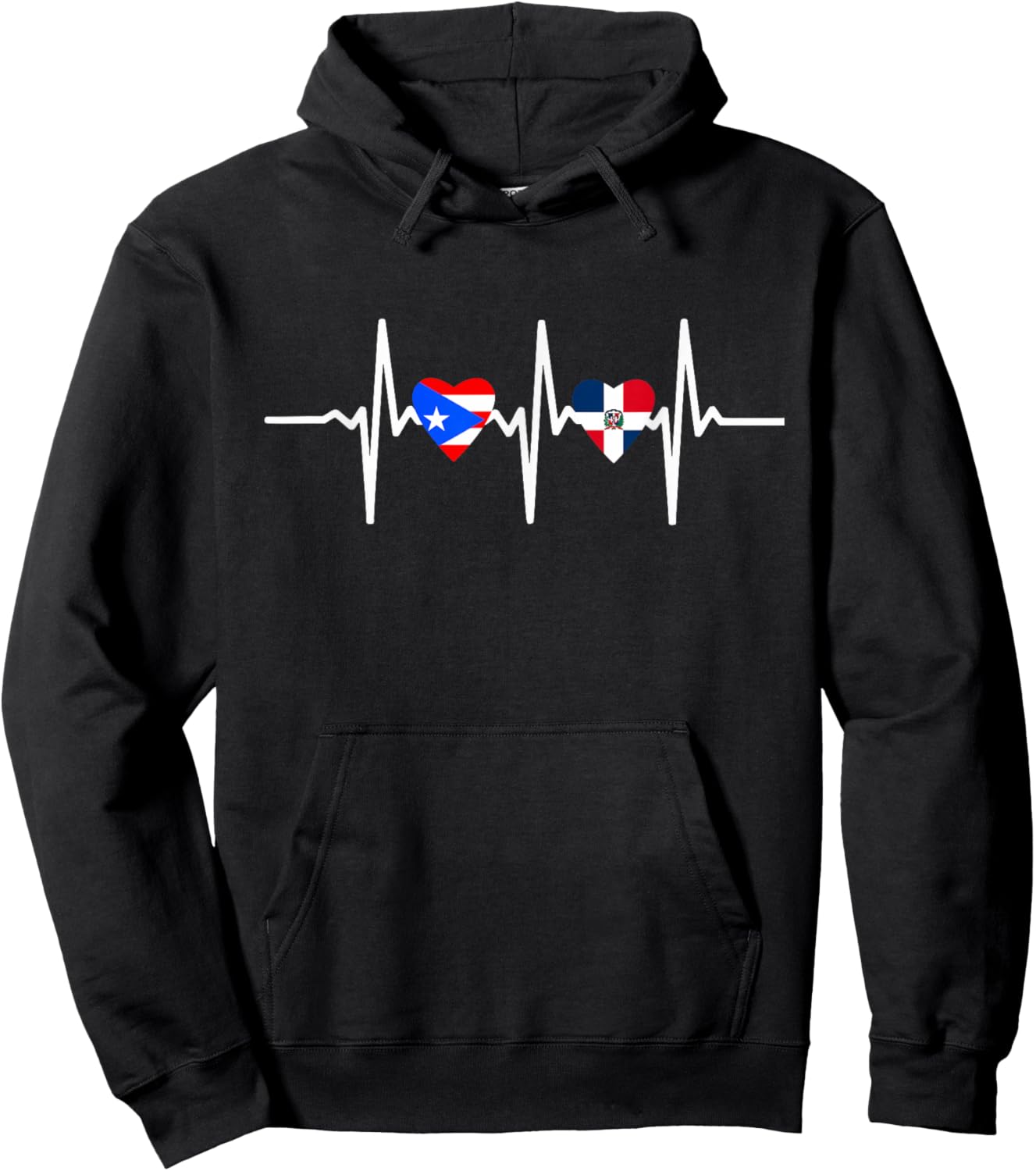 Half Dominican and Puerto Rican Rico Flag DominiRican Heart Hoodie - Hoodie | Black