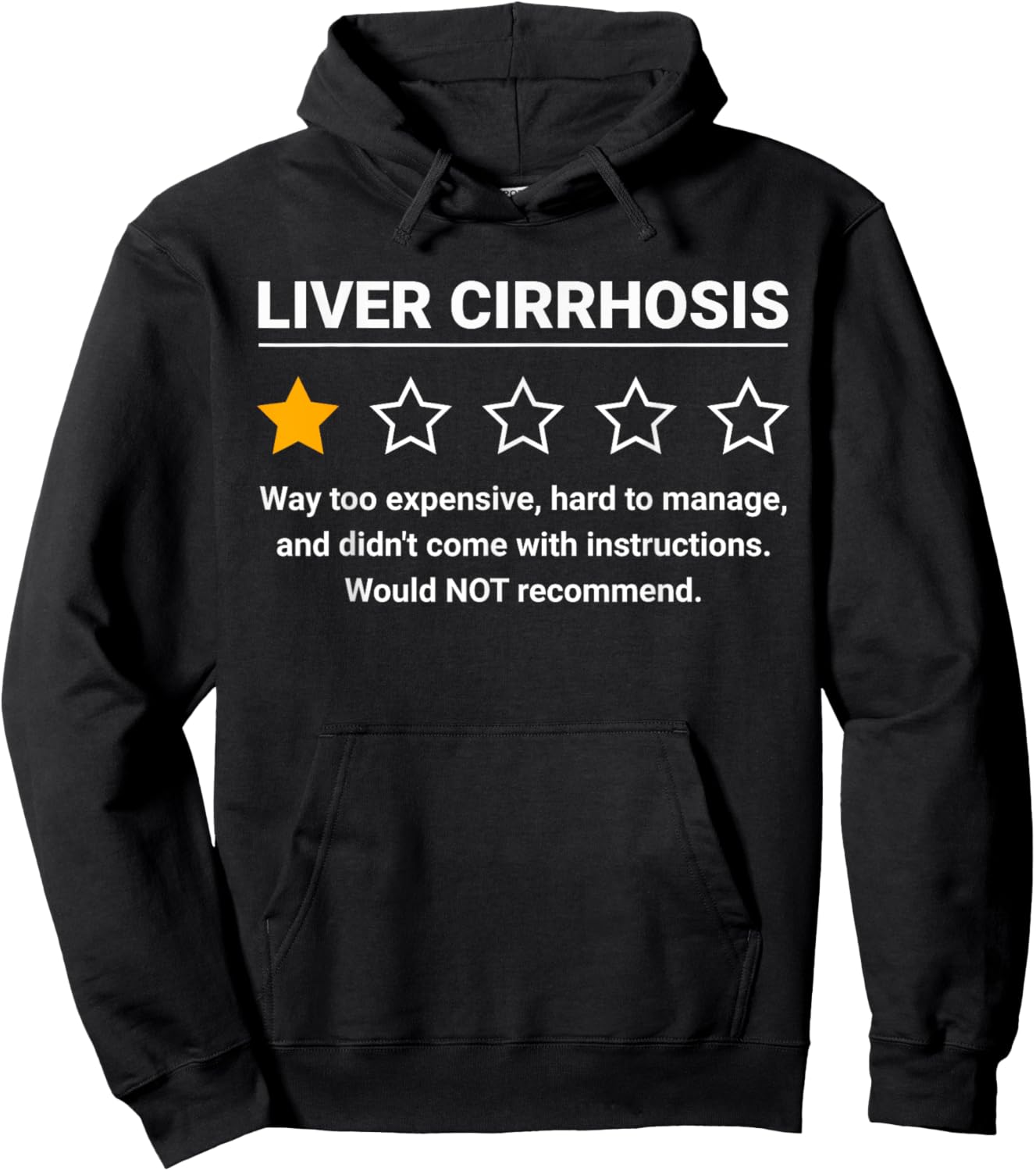 Liver Cirrhosis One Star Rating Liver Cirrhosis Awareness Hoodie - Hoodie | Black
