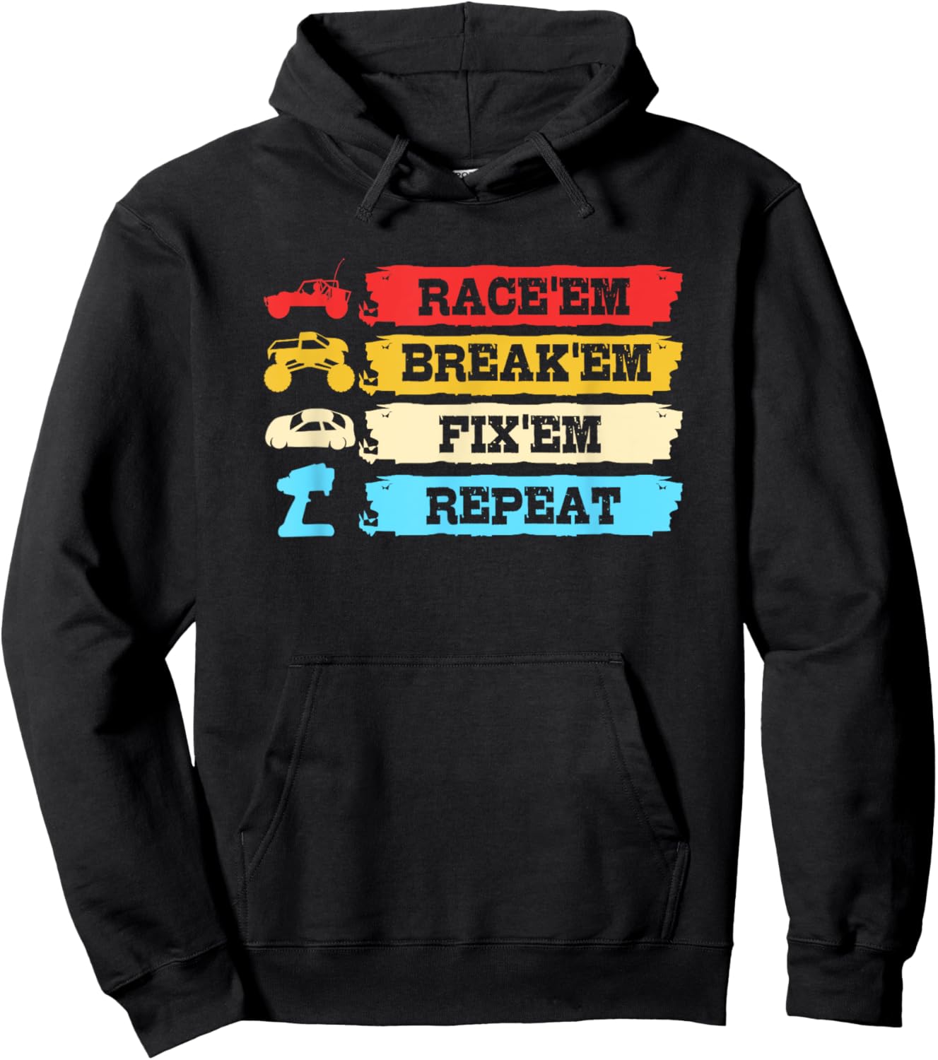 Retro Vintage RC Car Race Break Fix Repeat R/c Car Hoodie - Hoodie | Black