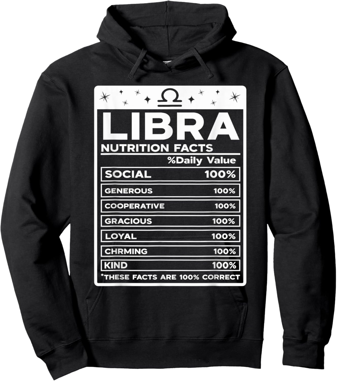 Libra Nutritional Style Zodiac Design, Libra Hoodie - Hoodie | Black
