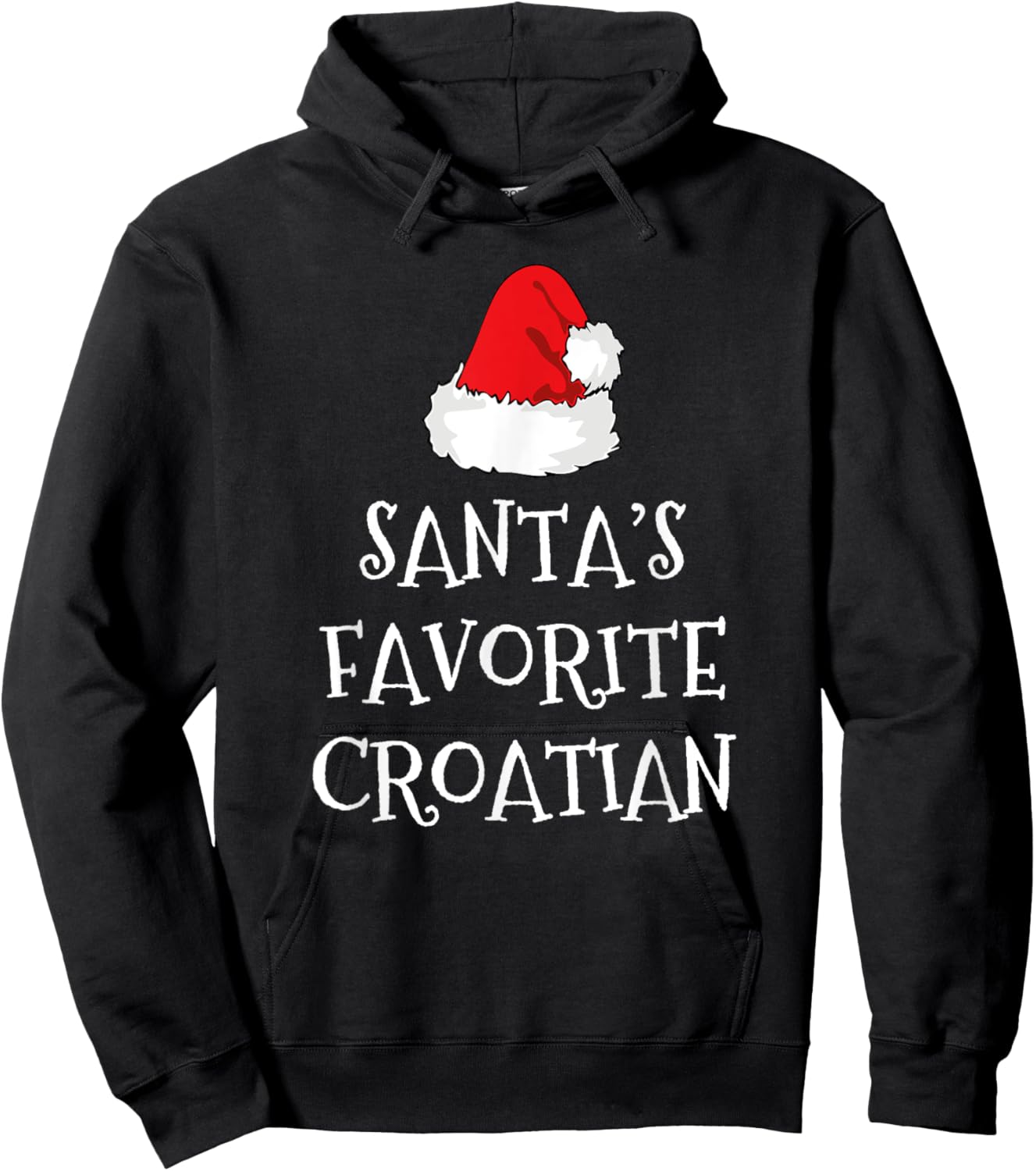 Santa's Favorite Croatian Christmas Hat Funny Xmas Croatia Hoodie - Hoodie | Black