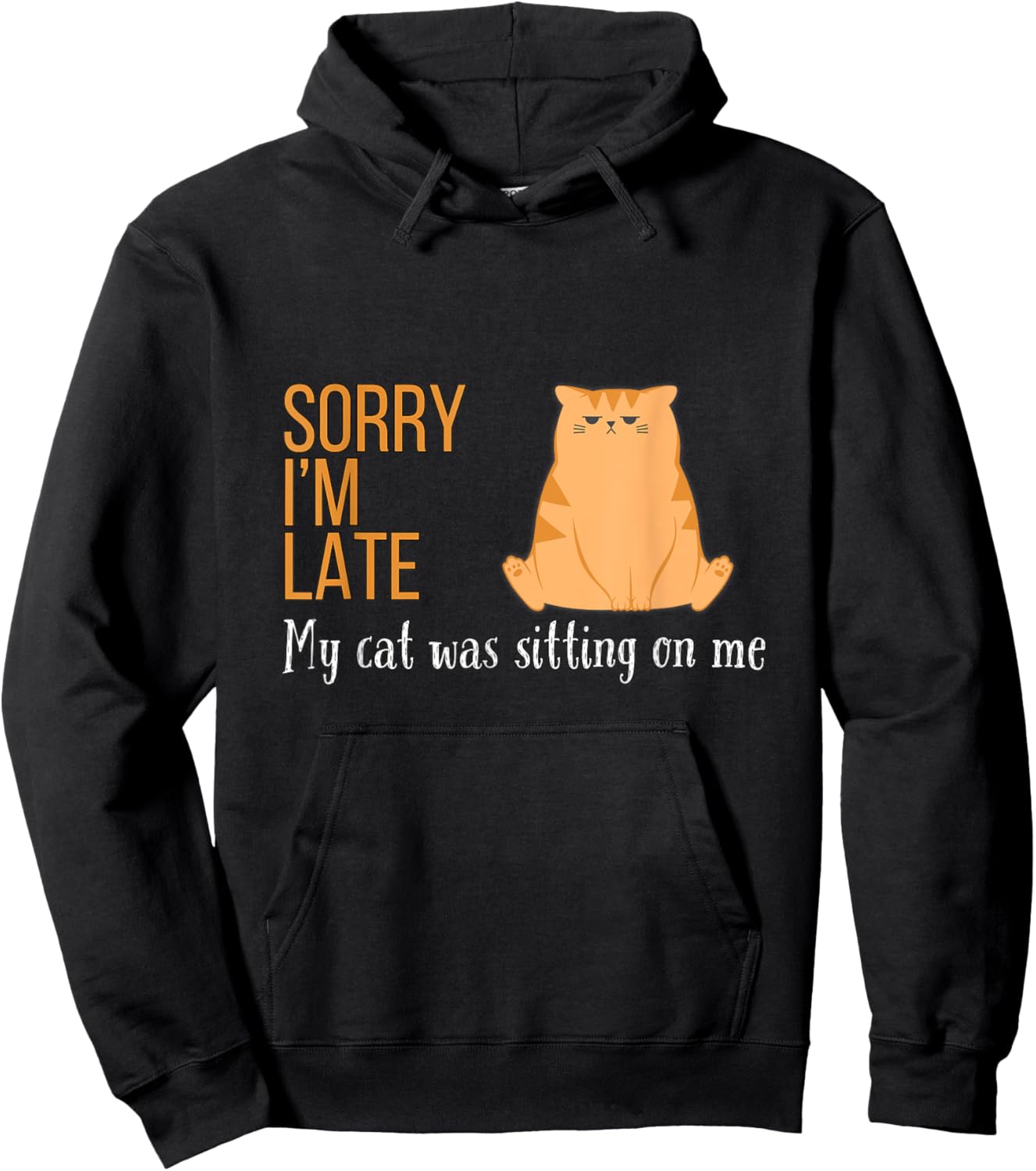 Sorry I'm Late My Cat Was Sitting On Me Funny Men Women Kids Hoodie - Hoodie | Black