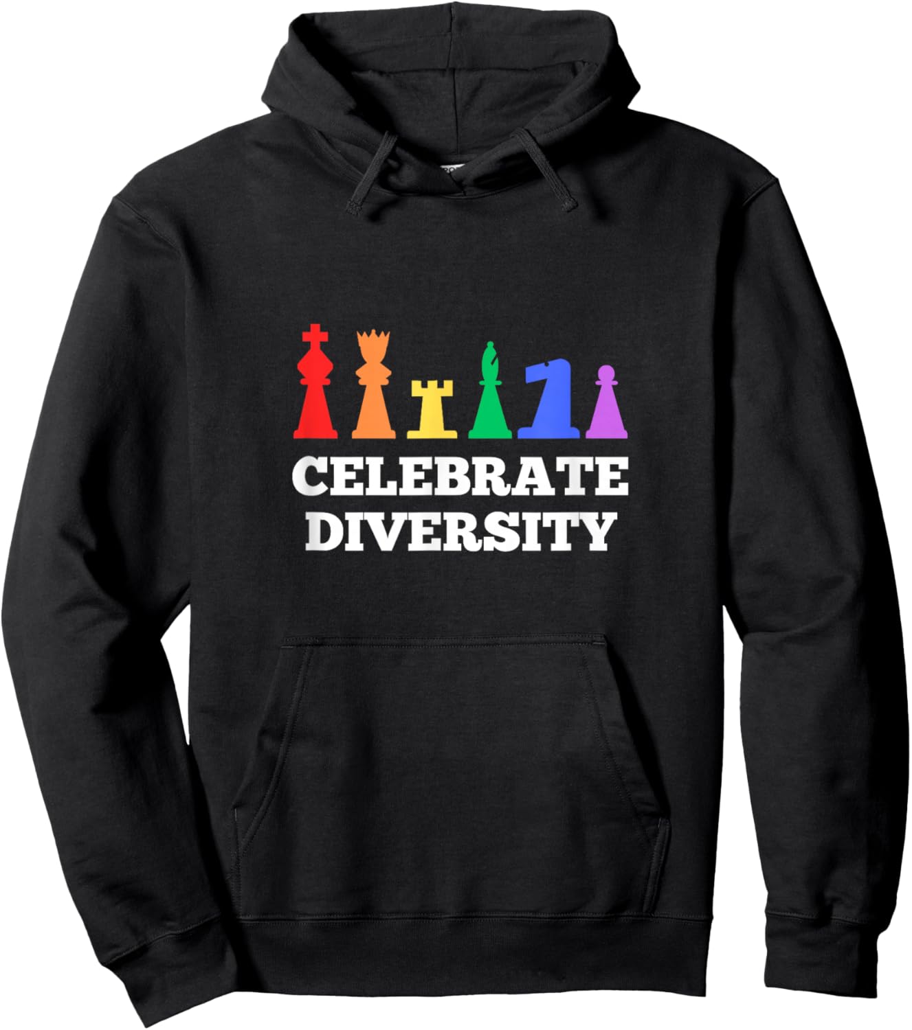Rainbow Chess - Celebrate Diversity Rainbow Flag Hoodie - Hoodie | Black