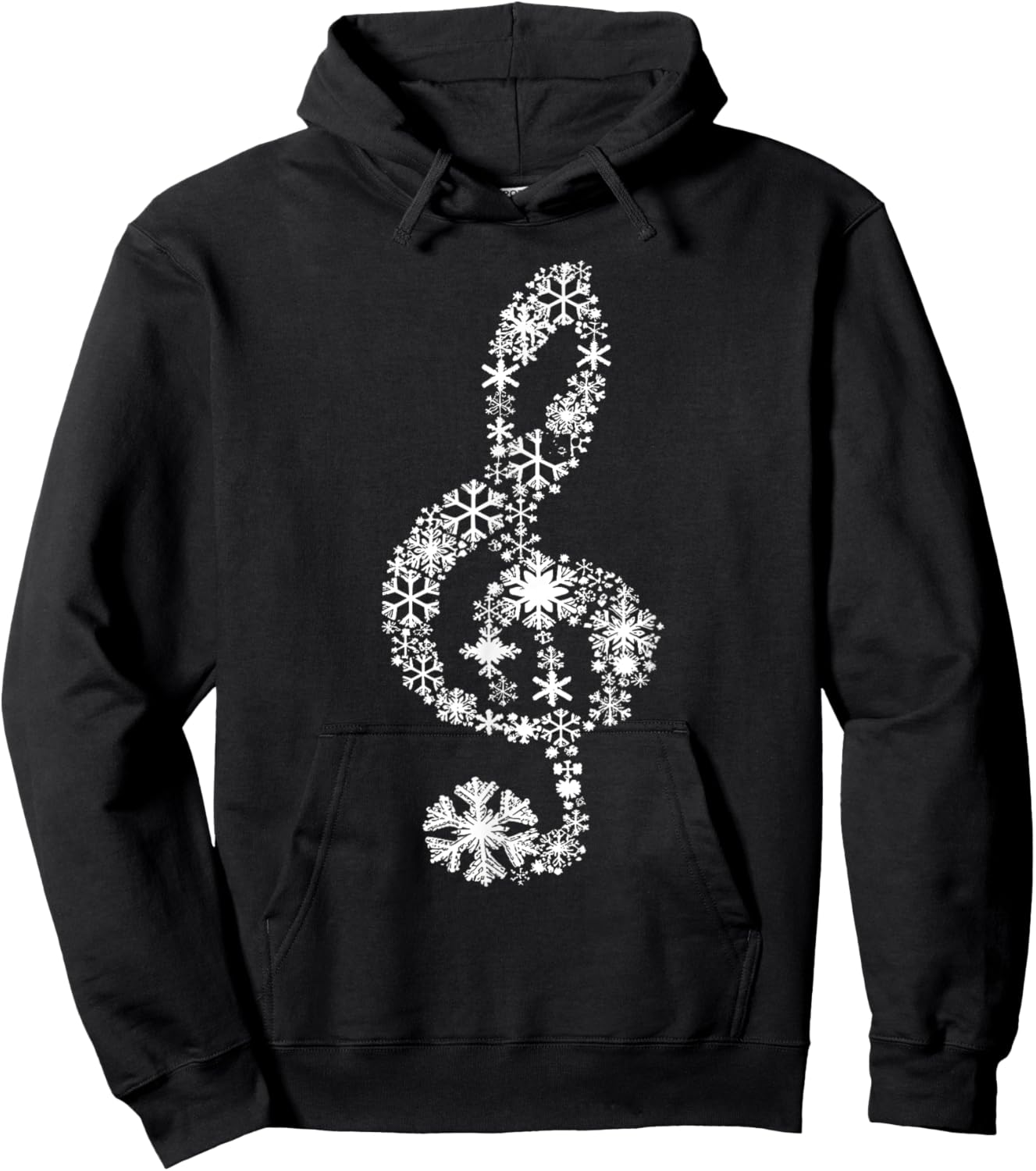 Winter Melody Snowflakes Treble Clef Music Notes Men Women Hoodie - Hoodie | Black