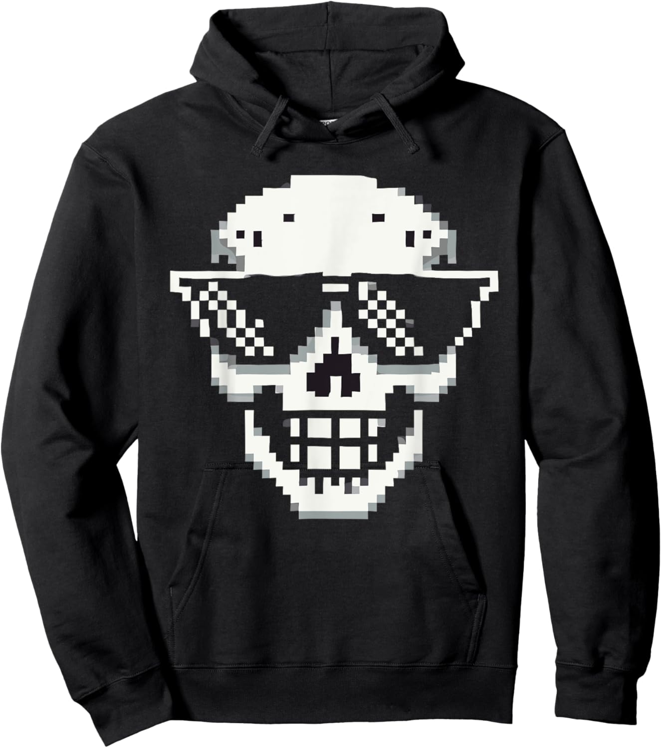 Pixel Cool Skull With Sunglasses Style Hoodie - Hoodie | Black