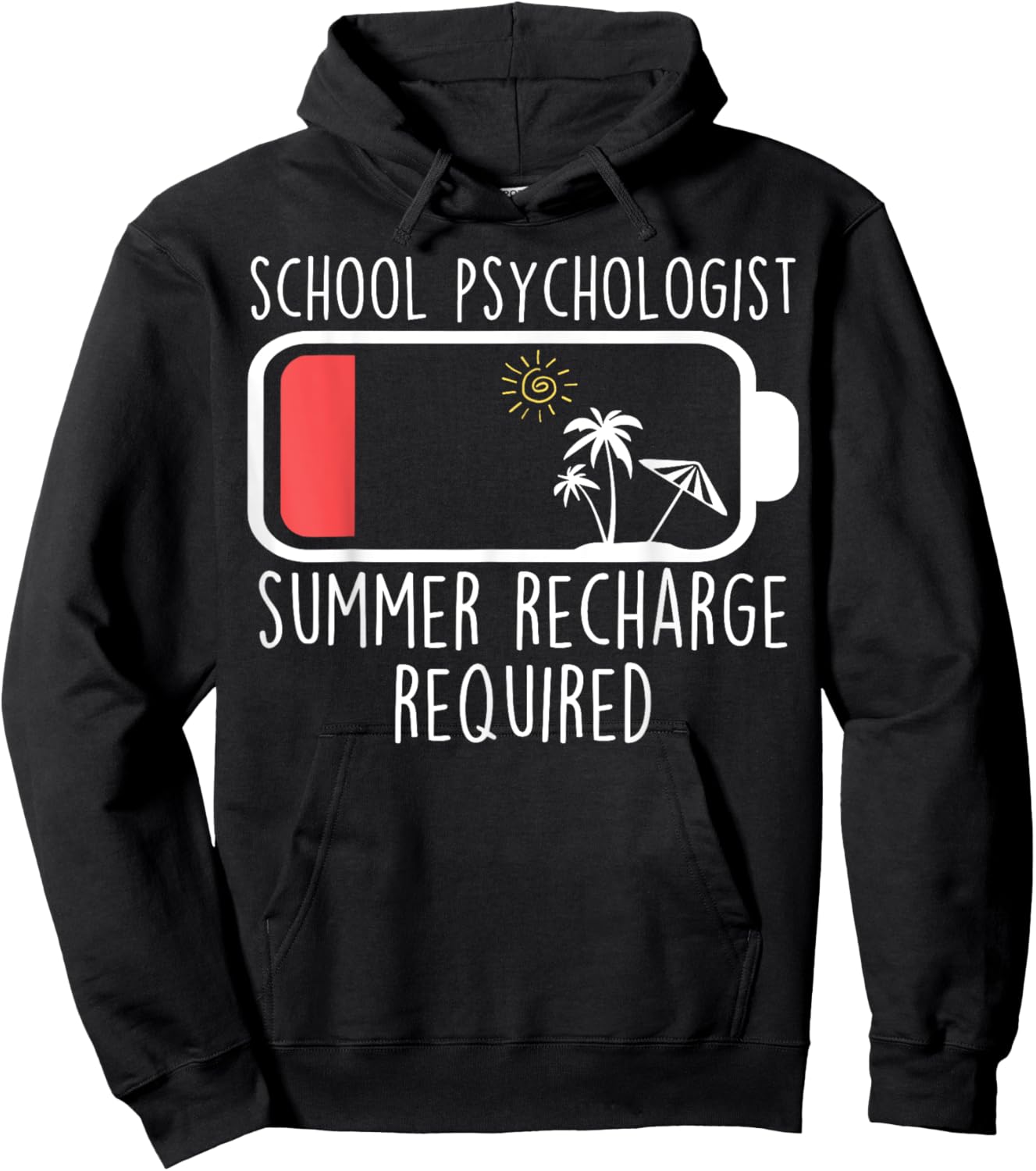 School Psychologist Summer Recharge Required Psych Teacher Hoodie - Hoodie | Black