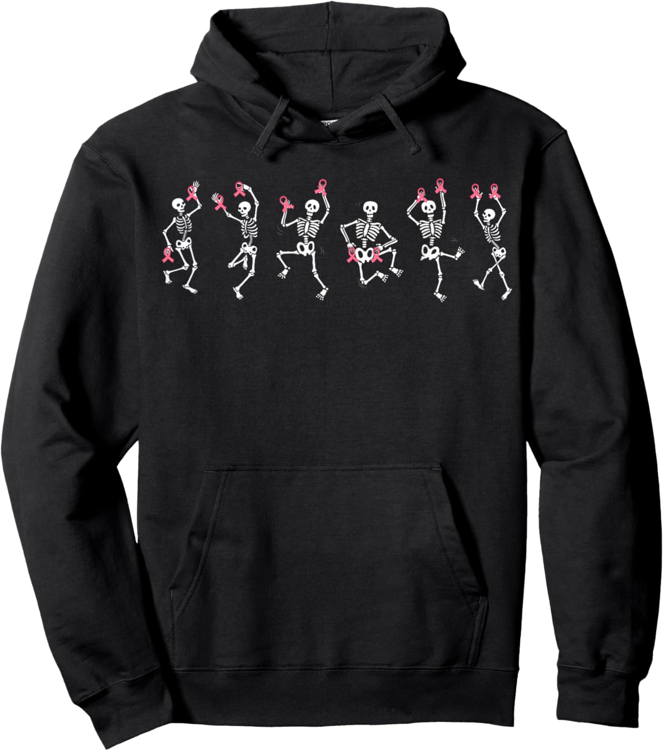Skeleton Pink Ribbon Breast Cancer Men Kids Hoodie - Hoodie | Black