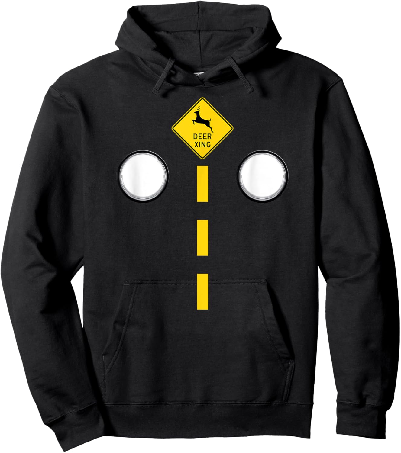 Headlights Deer Xing Road Markings Funny Halloween Costume Hoodie - Hoodie | Black