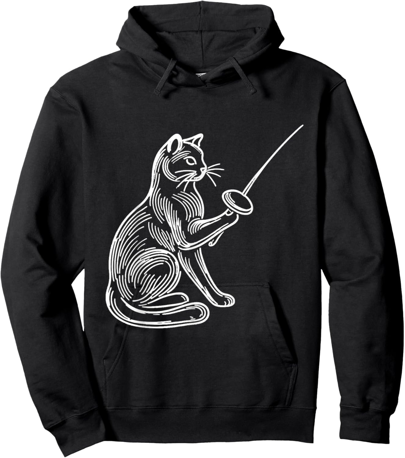 Funny Fencing Cat Shirt Combat Sport Kitten Fencer Cat Lover Men Women Girls Kids Hoodie - Hoodie | Black