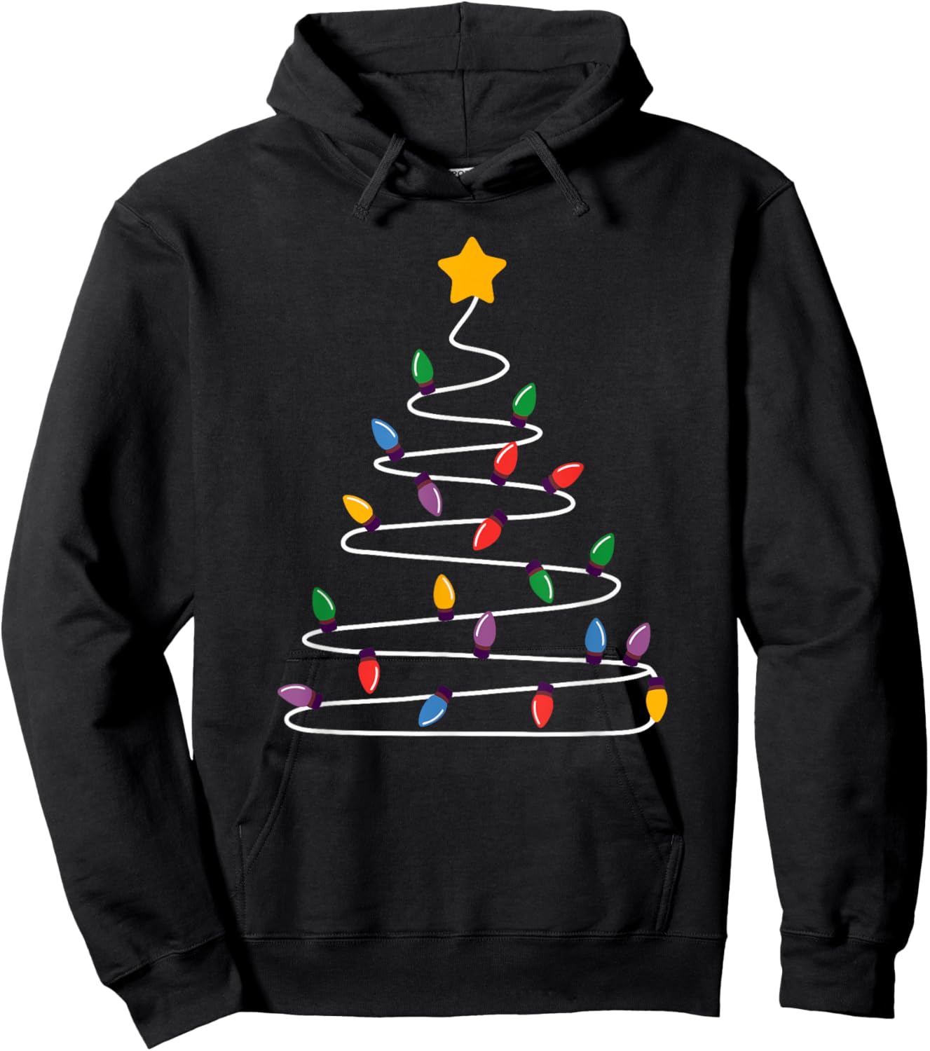 Christmas Tree Holiday Xmas Merry Christmas Lights Hoodie - Hoodie | Black