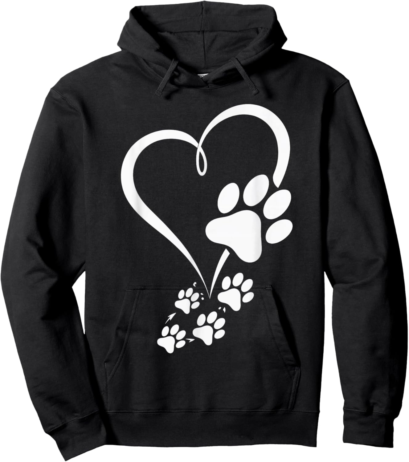 Dog Paw Heart Love Paws Pet Animal Paw Print Women Hoodie - Hoodie | Black
