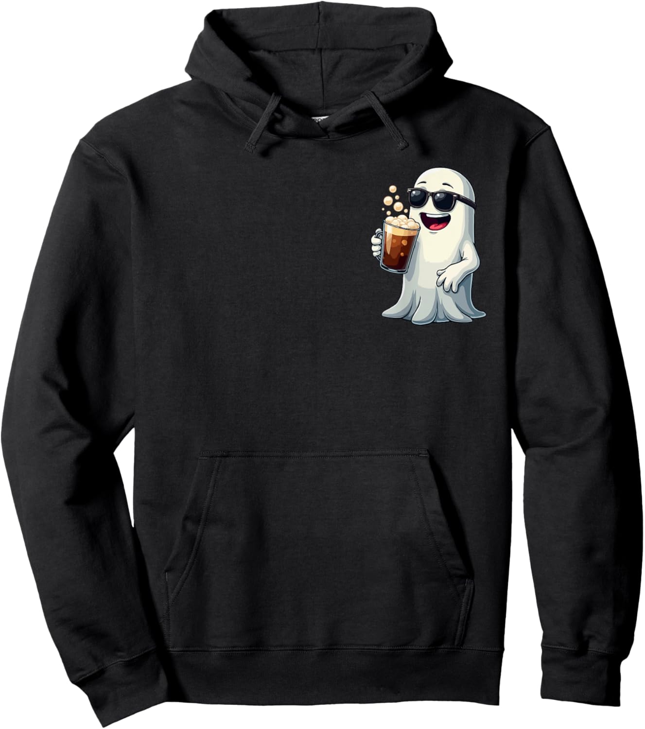Ghost Drinking Coffee Funny Halloween Costume Coffee Lover Hoodie - Hoodie | Black
