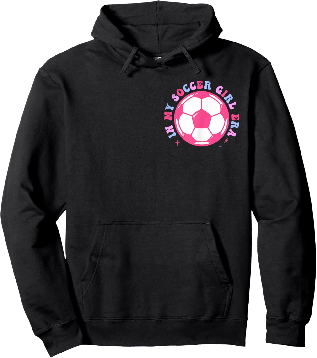 in My Soccer Girl Era Retro Groovy Soccer Girl 2 Sided Hoodie - Hoodie | Black