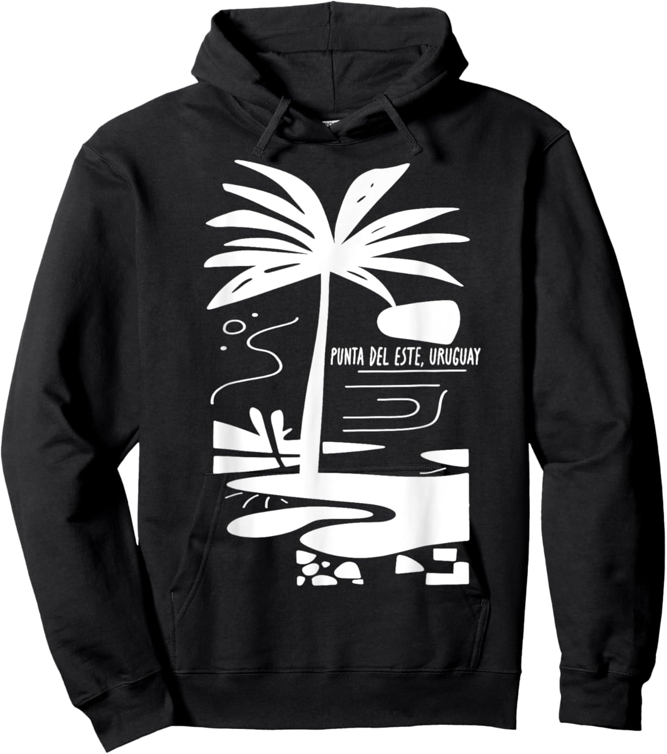 Punta del Este Uruguay Minimalist Beach Scene Hoodie - Hoodie | Black