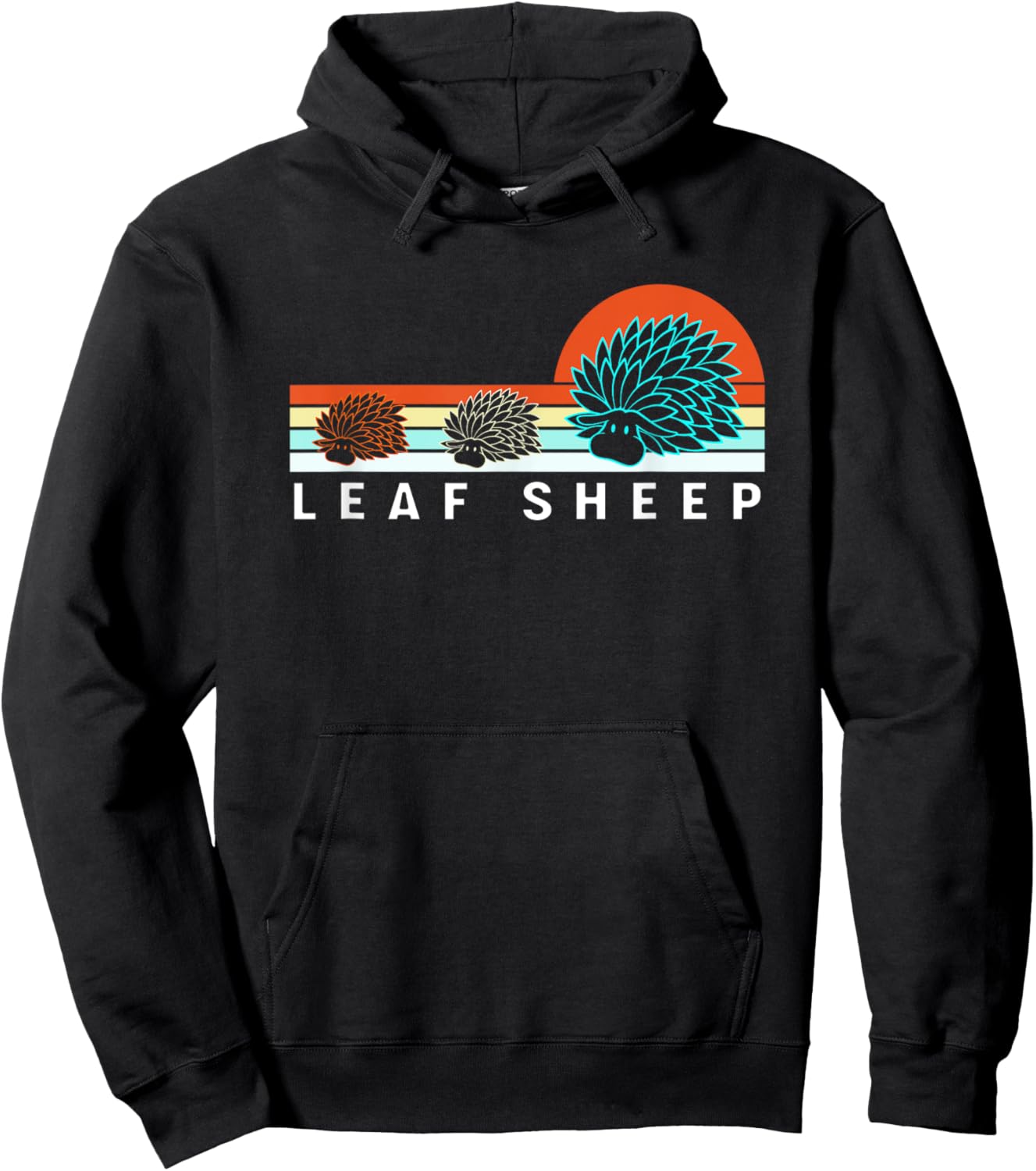 Retro Colorful Leaf Slug Sea Creature Leaf Sheep Hoodie - Hoodie | Black