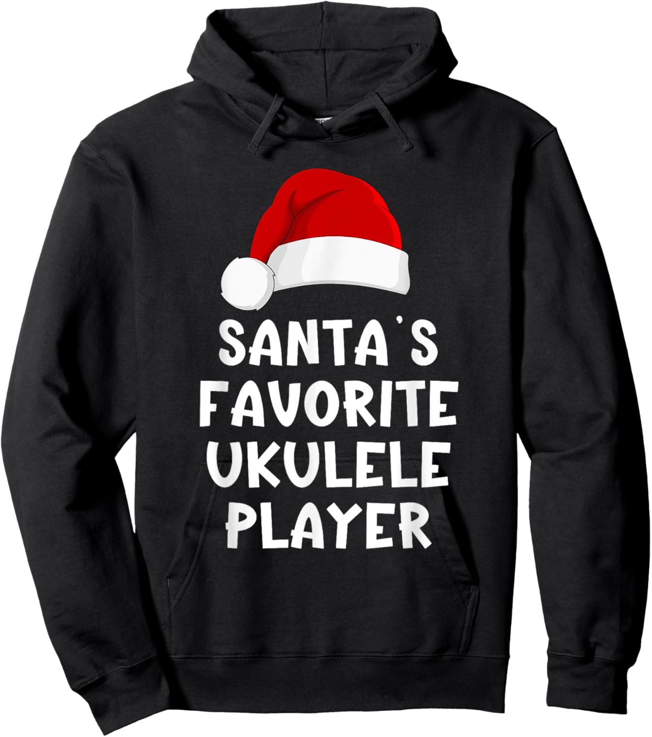 Christmas Santa's Favorite Ukulele Player Funny Xmas Pajama Hoodie - Hoodie | Black