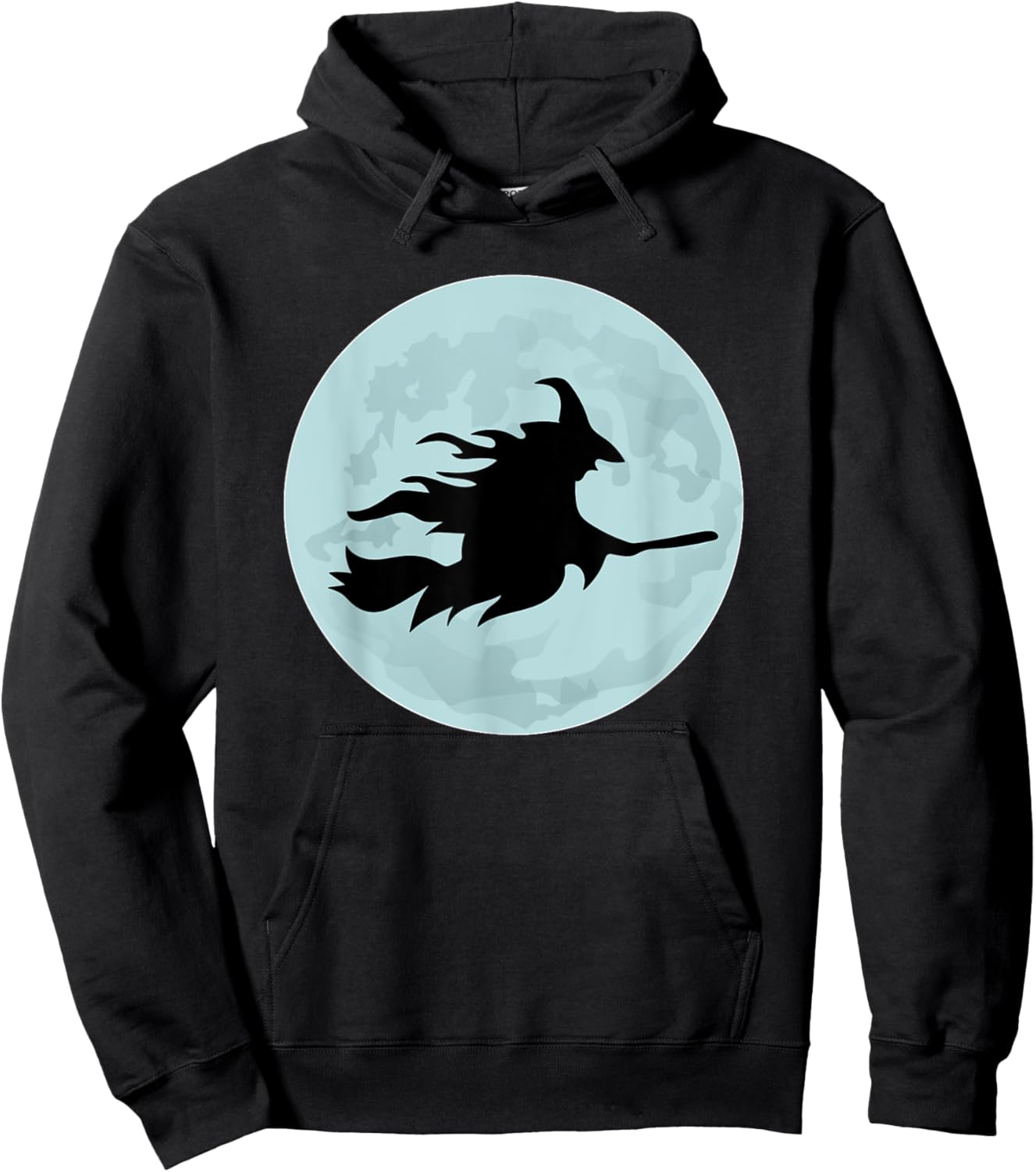 Flying Witch On Broomstick Full Moon Halloween Costume Hoodie - Hoodie | Black