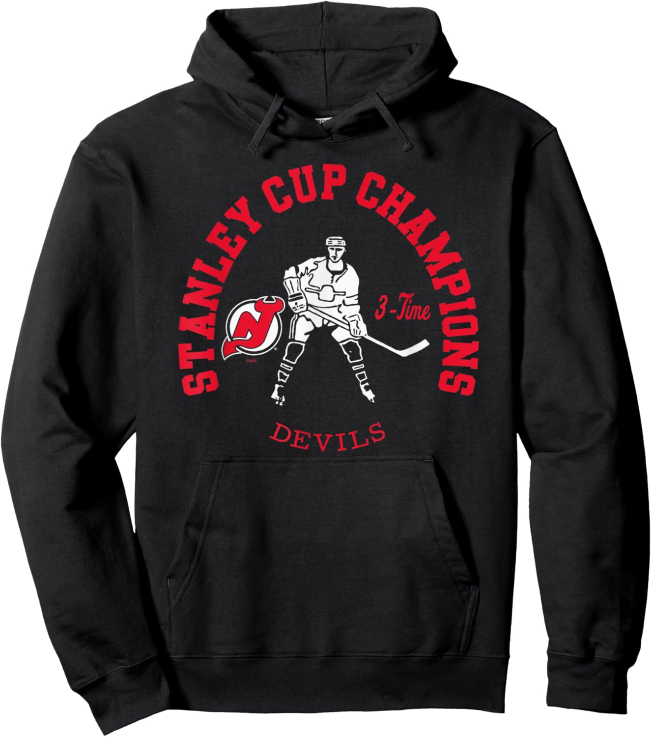 New Jersey Devils Stanley Cup Champions 3-Time Black Hoodie - Hoodie | Black