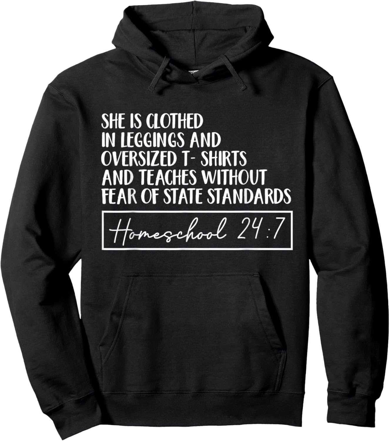 She Is Clothed In Leggings And Oversized Shirts And Teaches Hoodie - Hoodie | Black