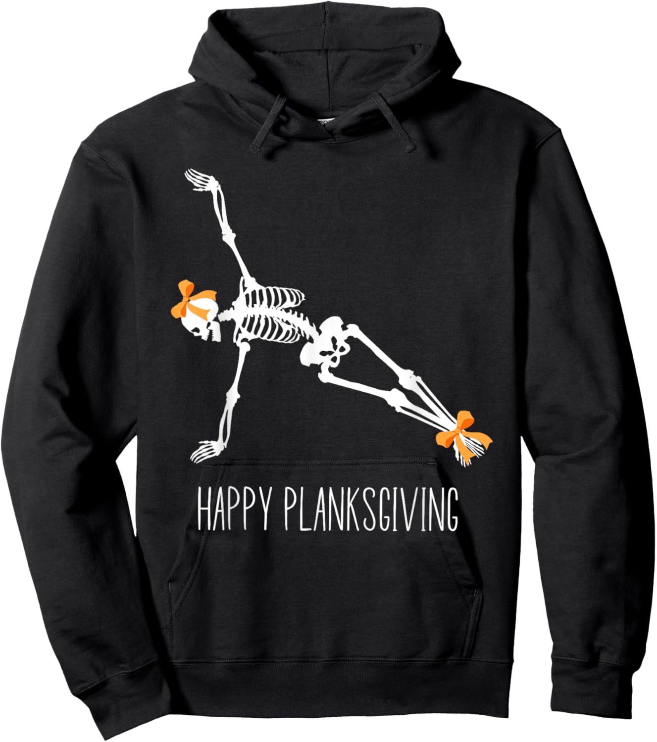 Happy Planksgiving Flowy Yoga Skeleton Thanksgiving Yoga Hoodie - Hoodie | Black