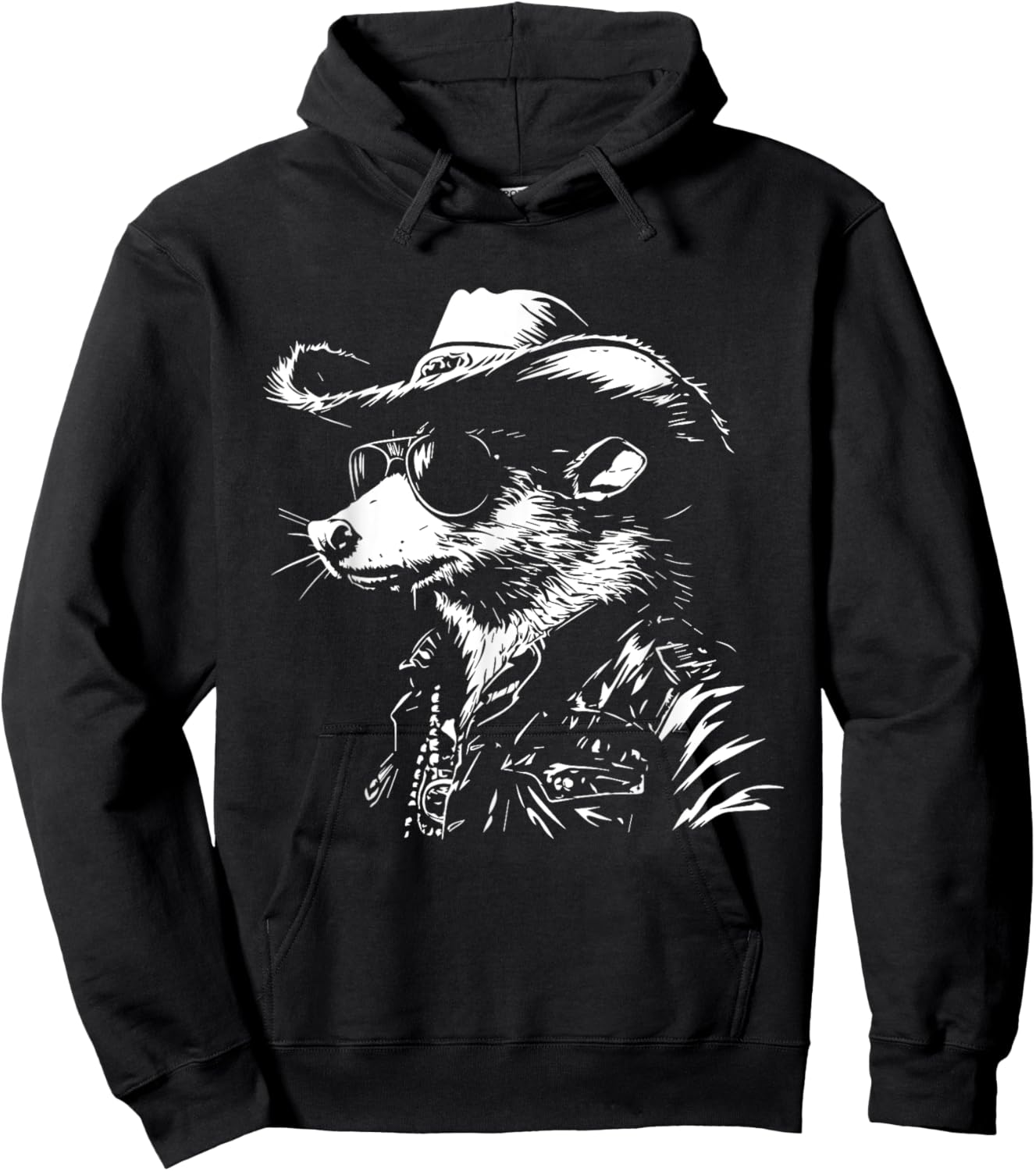 Vintage Possum Opossum Cowboy Graphic Hoodie - Hoodie | Black