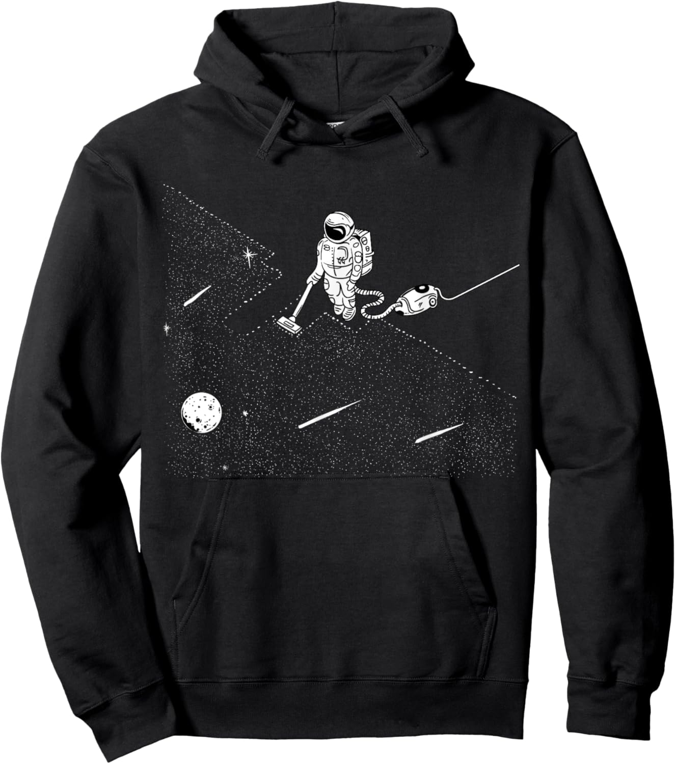 Astronaut Vacuuming the Stars to Clean Up the Space Universe Hoodie - Hoodie | Black