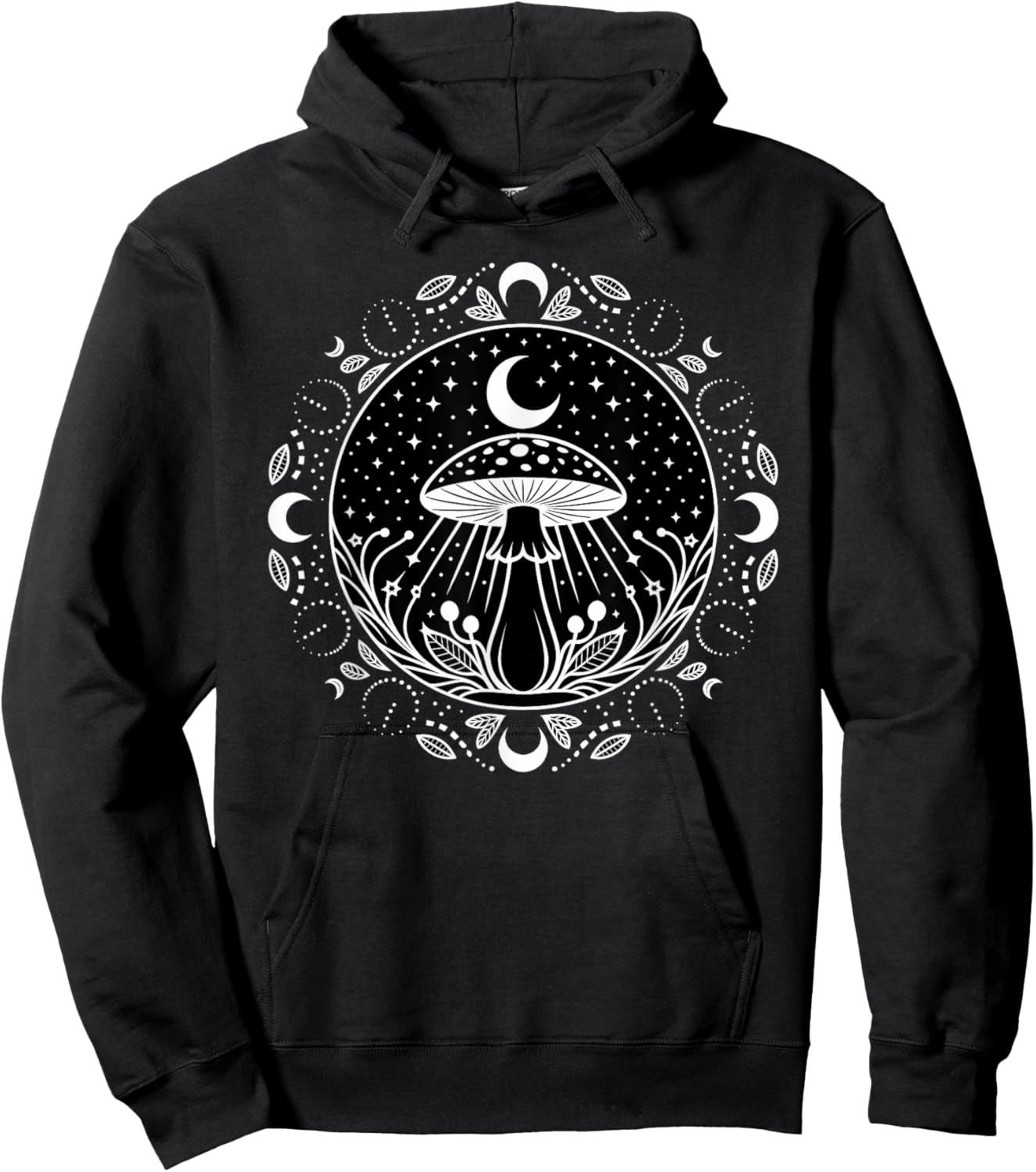 Witchcraft Moonphase Mushroom Hoodie - Hoodie | Black