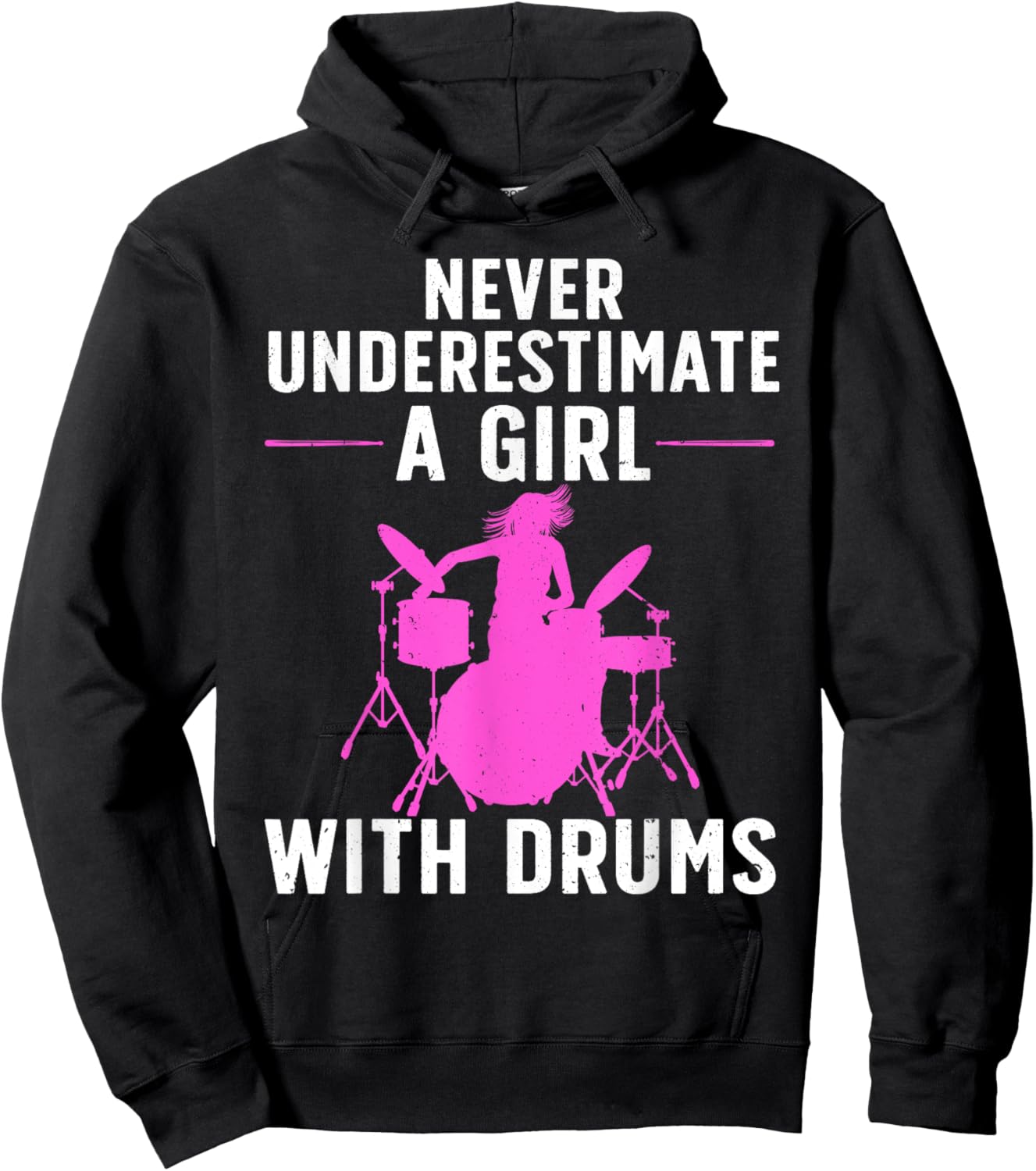 Funny Drummer Art For Girls Women Drumming Drum Set Drummer Hoodie - Hoodie | Black
