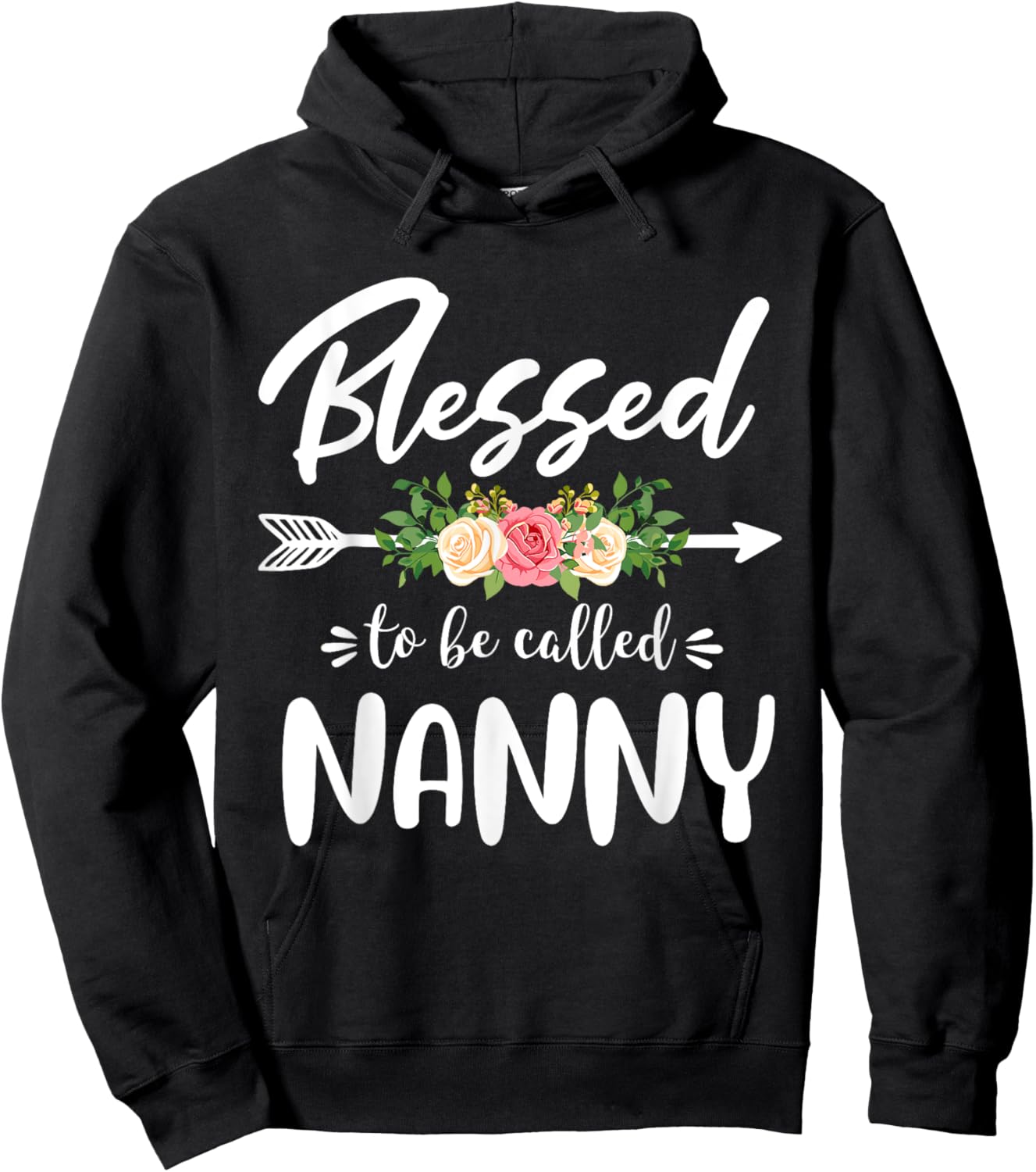 Blessed to be called Nanny Floral Arrow Design Mothers Day Hoodie - Hoodie | Black