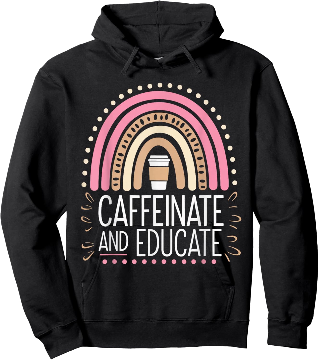 Coffee Caffeine Educator Education Teacher -Adults Black Small Modern Short Sleeve School School Hoodie - Hoodie | Black