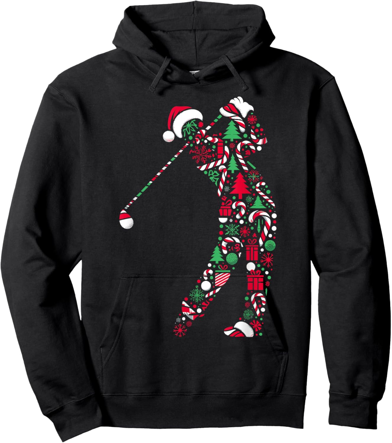 Christmas Tree Candy Golf Santa Christmas Kids Hoodie - Hoodie | Black