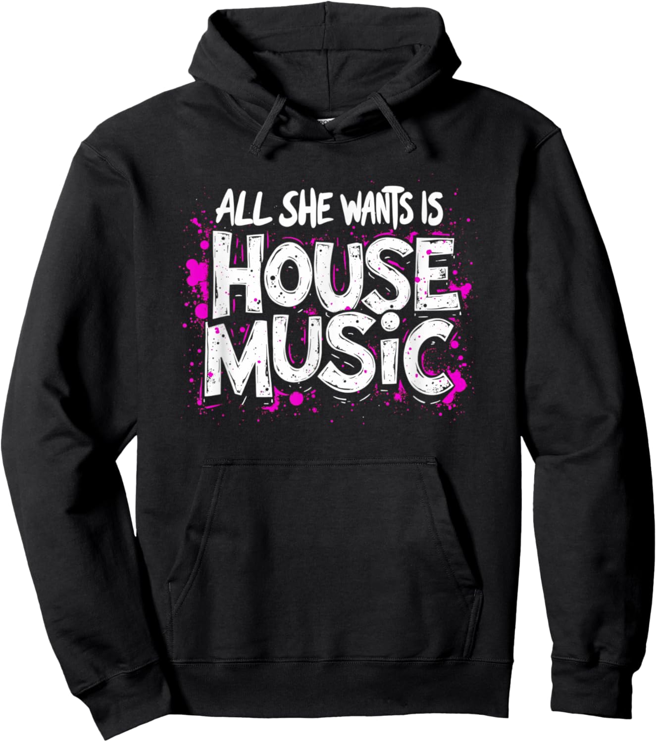 All She Wants Is House Music - Vintage House Music Hoodie - Hoodie | Black
