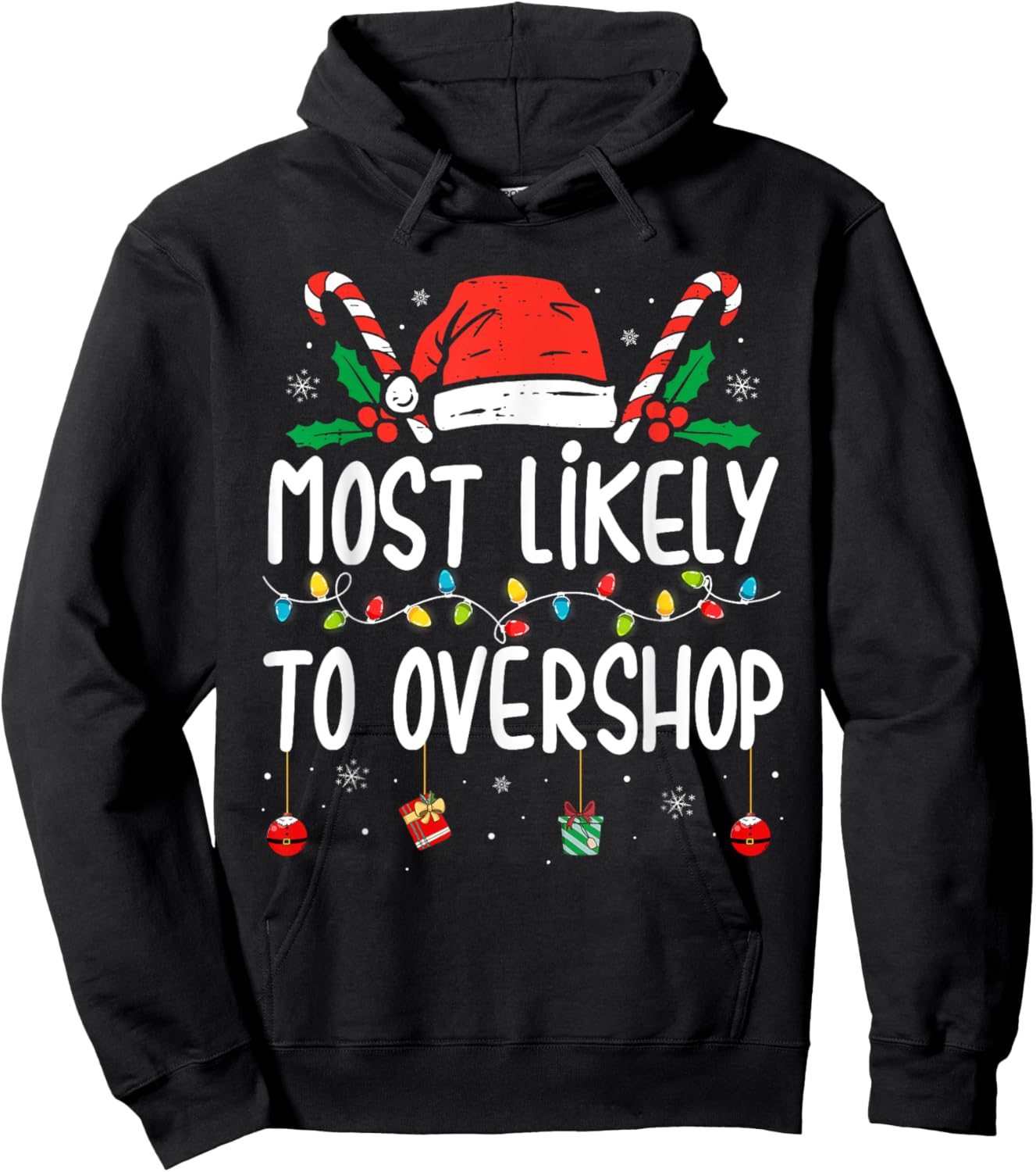 Most Likely To Overshop Shopping Family Crew Christmas Hoodie - Hoodie | Black