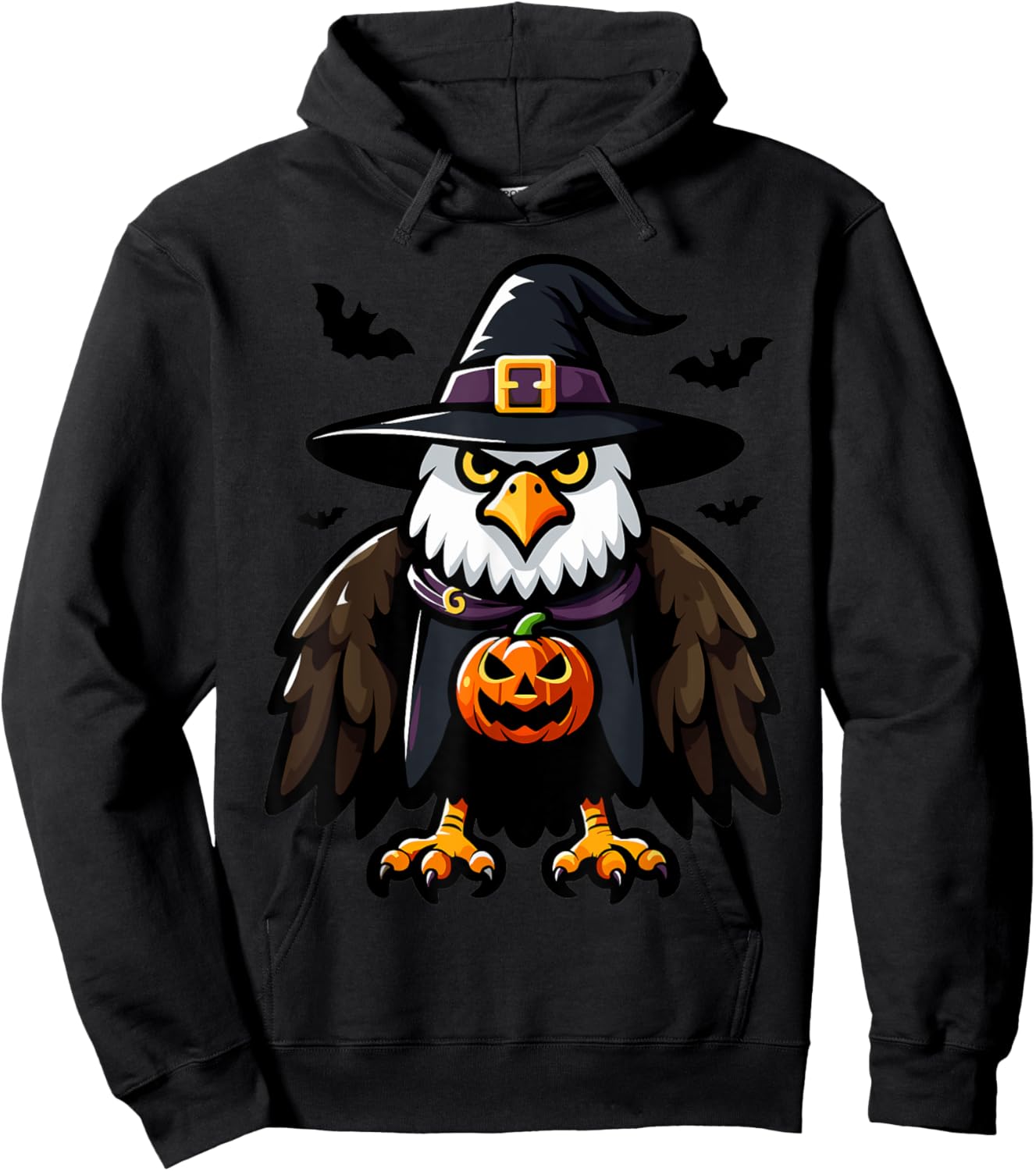 Scary Halloween Eagle Witch Hat Costume Spooky Season Hoodie - Hoodie | Black