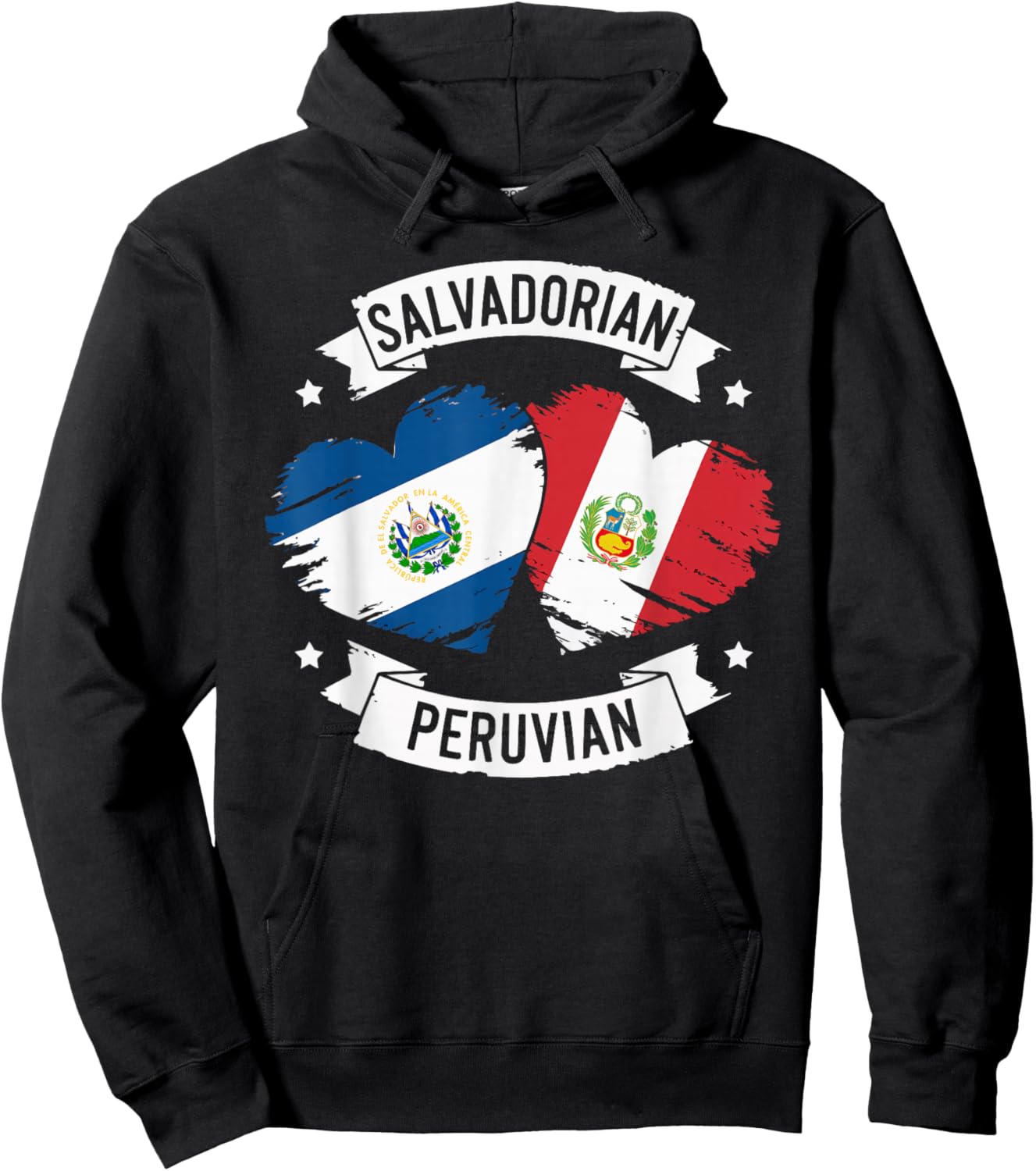 Half Salvadorian Half Peruvian Peru Flag El Salvador Hoodie - Hoodie | Black