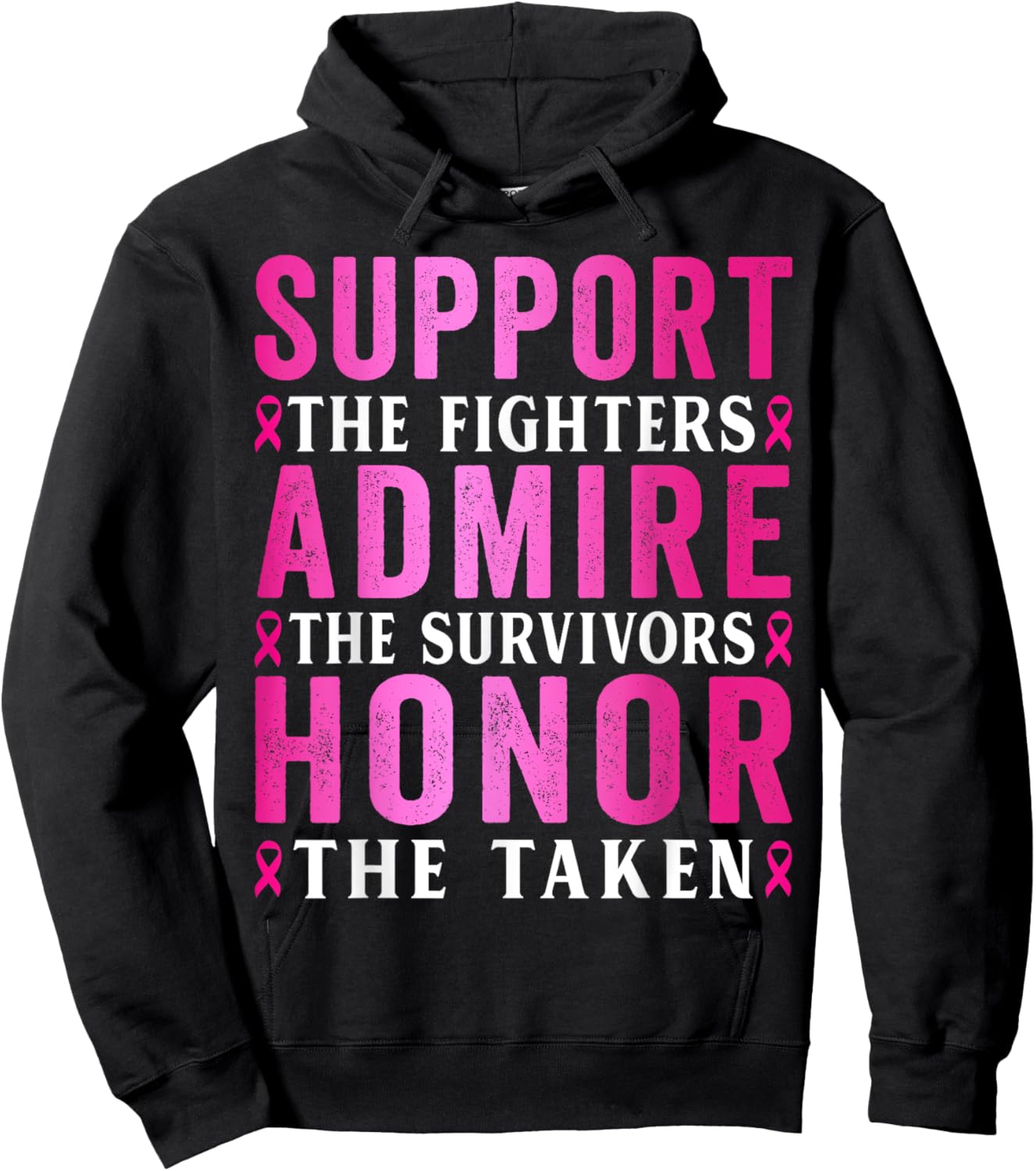 Support The Fighters Admire The Survivors Breast Cancer Pink Hoodie - Hoodie | Black