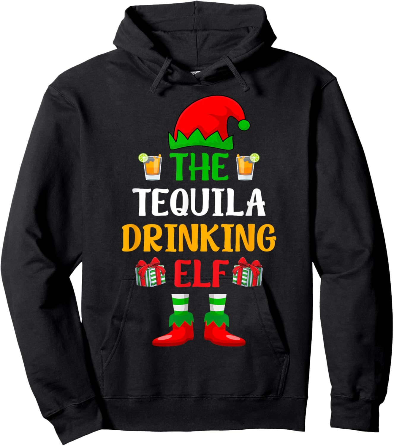 The Tequila Drinking ELF Xmas Holiday Christmas Tequila Hoodie - Hoodie | Black