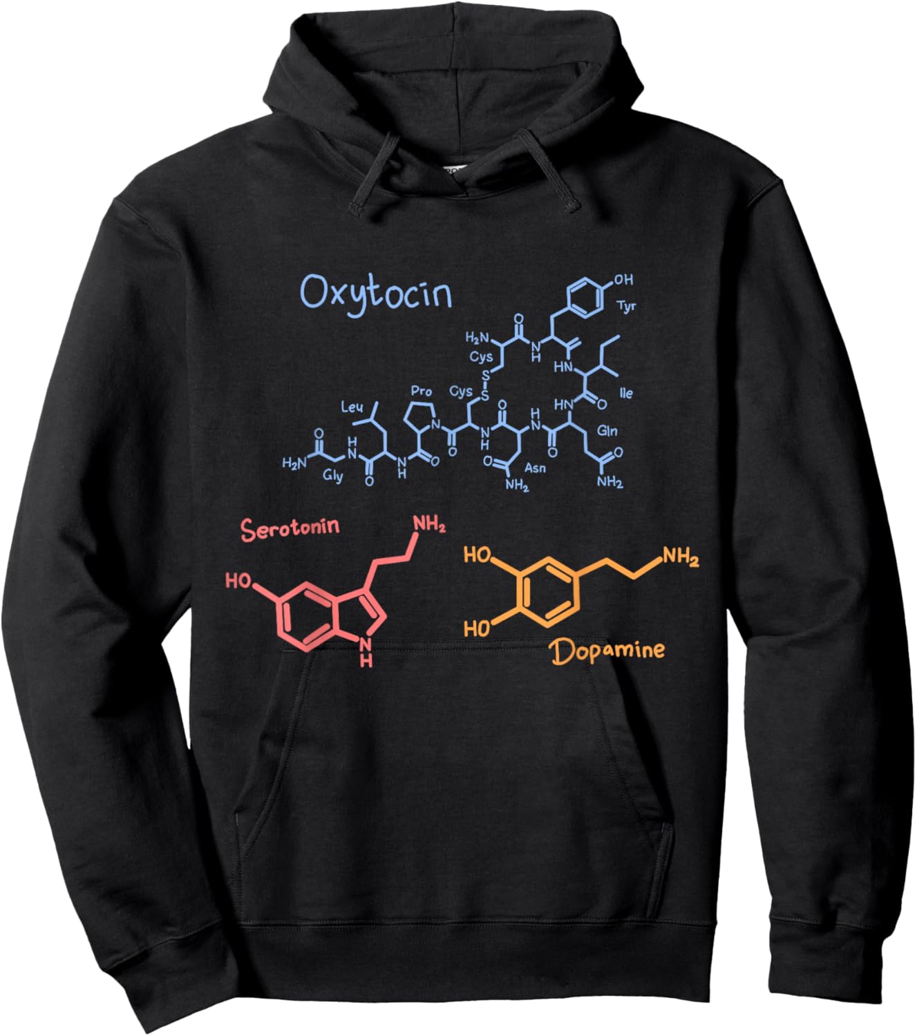 Dopamine Oxytocin Serotonin - -Adults, Black, Small, Short Sleeve Hoodie - Hoodie | Black