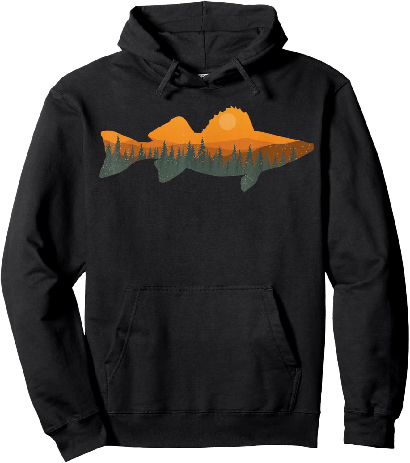 Walleye Fishing Forest Nature Wildlife Fisherman Hoodie - Hoodie | Black