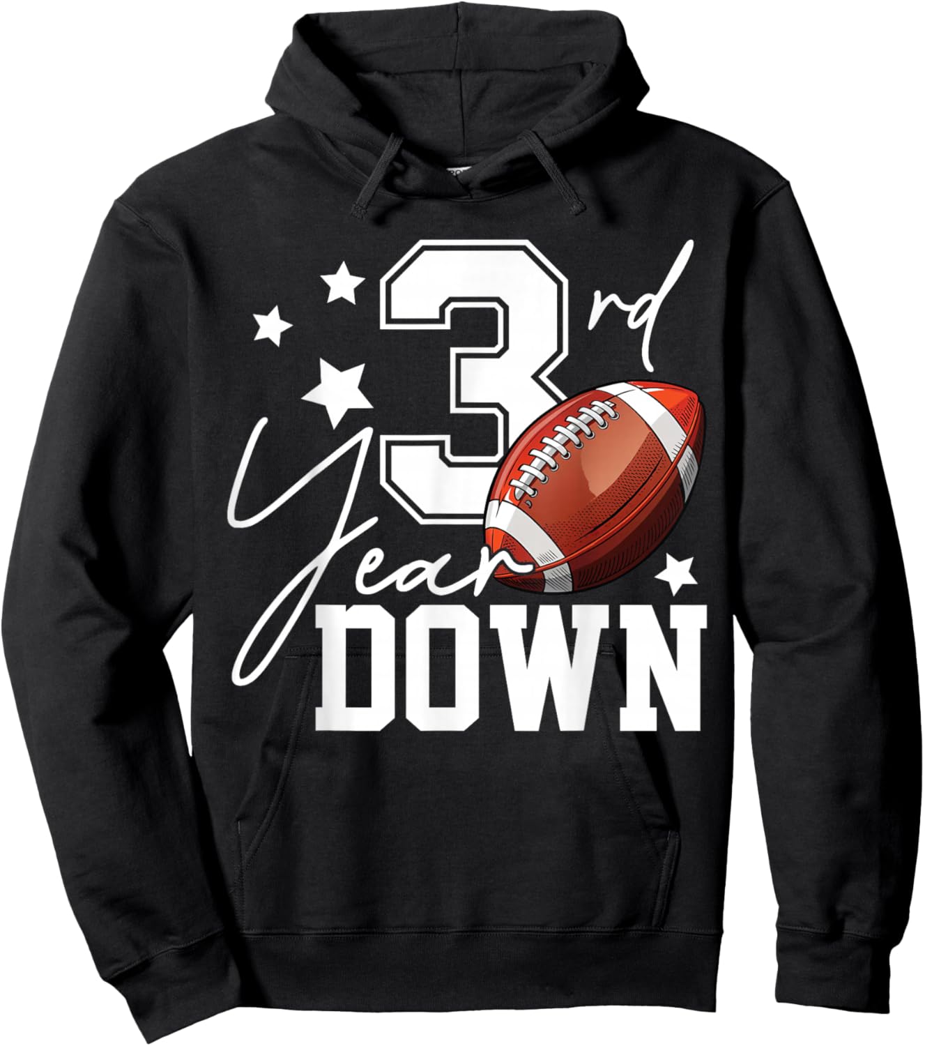 3rd Year Down Football Lover Third Birthday Boy Party Hoodie - Hoodie | Black