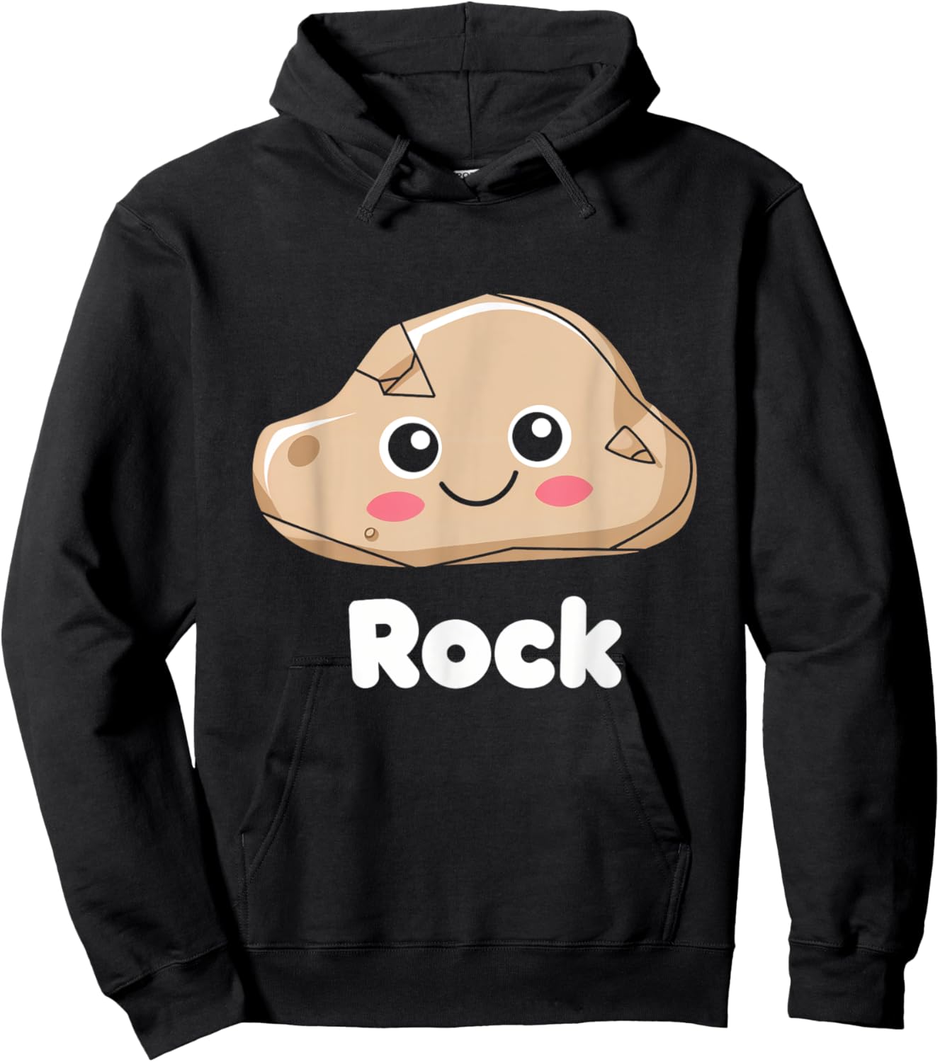 Rock Cute Kawaii Adorable Playful Cartoon Character Hoodie - Hoodie | Black
