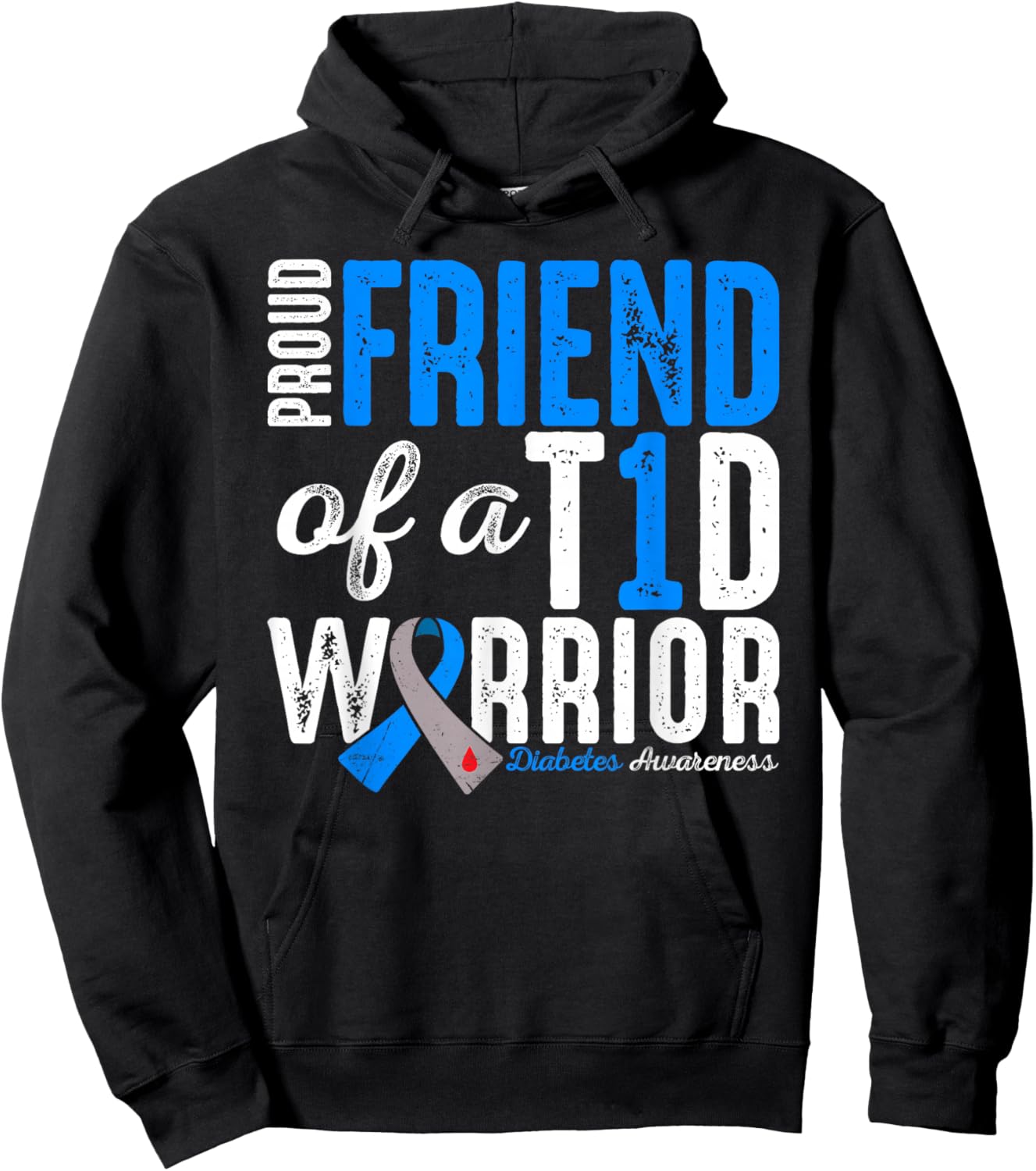 Proud Friend Of A T1D Warrior Type 1 Diabetes Awareness Kids Hoodie - Hoodie | Black